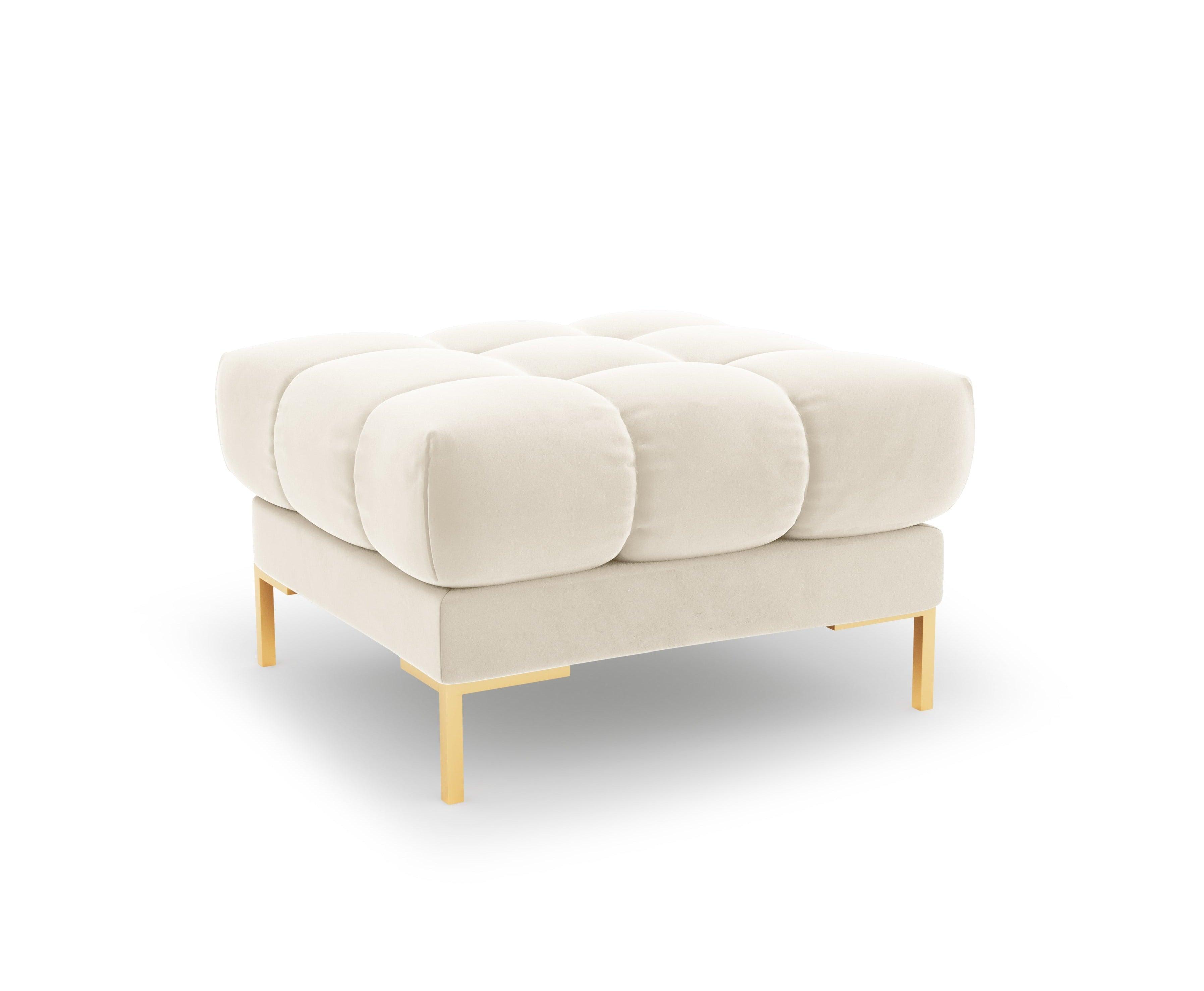 Pouffe velvet BALI light beige with gold base - Eye on Design