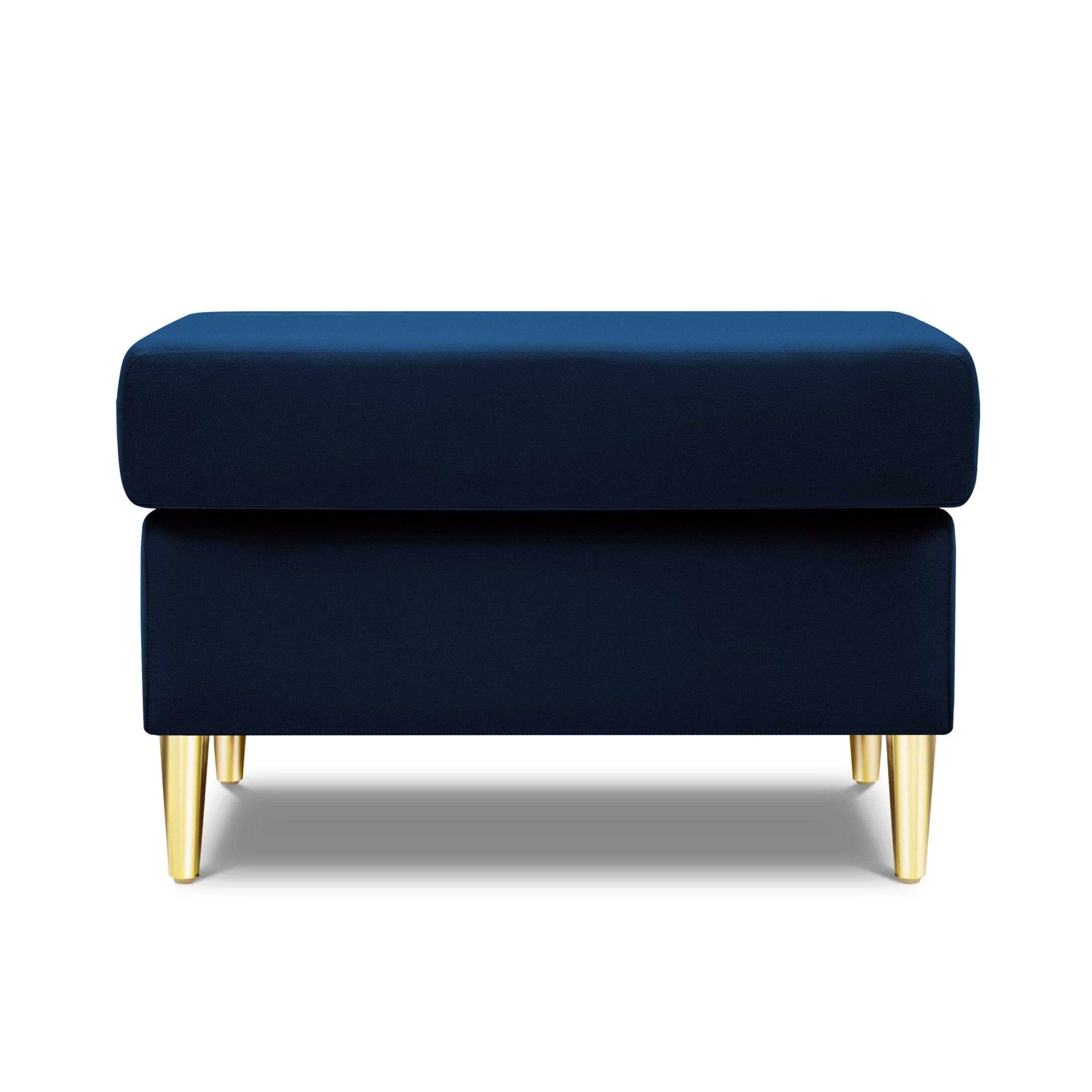 Pouffe velvet KYOTO blue with golden base - Eye on Design