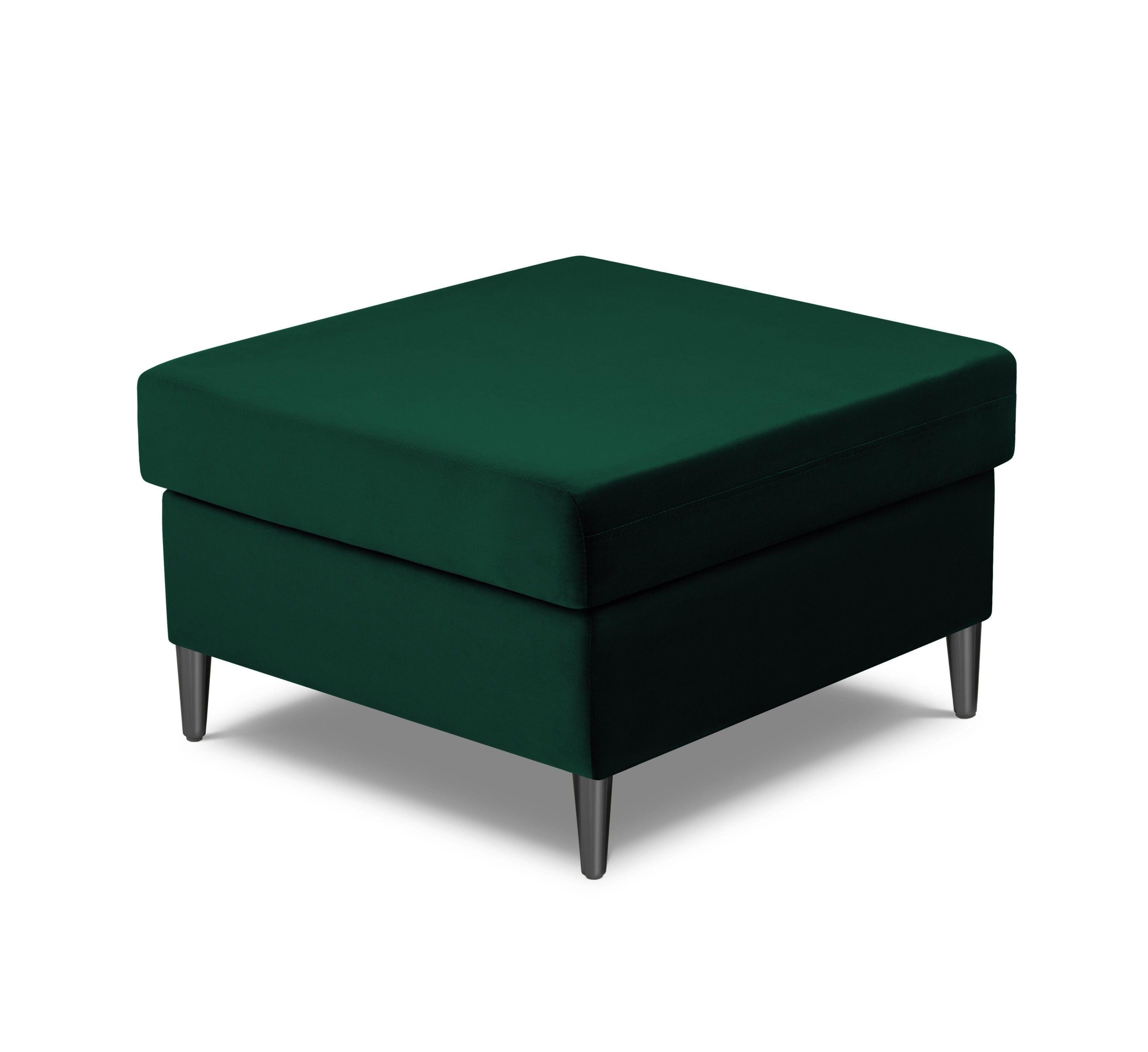 Pouffe velvet KYOTO bottle green with black base - Eye on Design