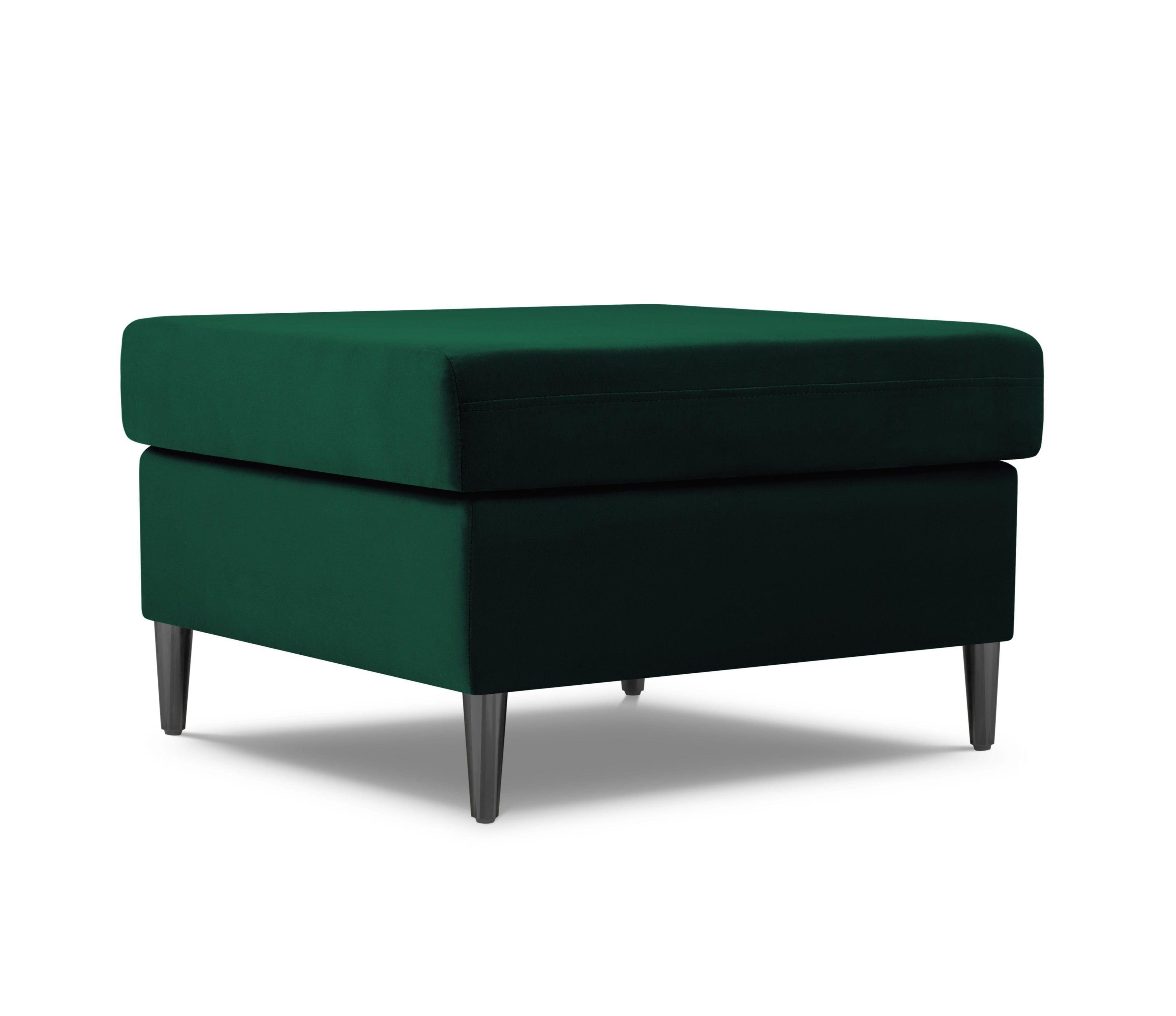 Pouffe velvet KYOTO bottle green with black base - Eye on Design