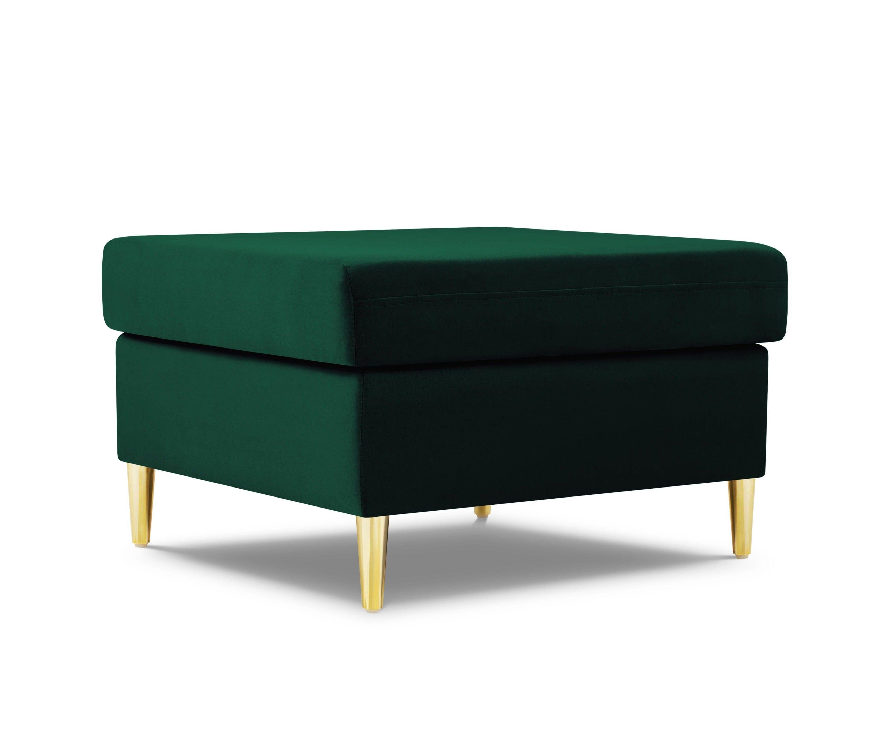 Pouffe velvet KYOTO bottle green with golden base - Eye on Design