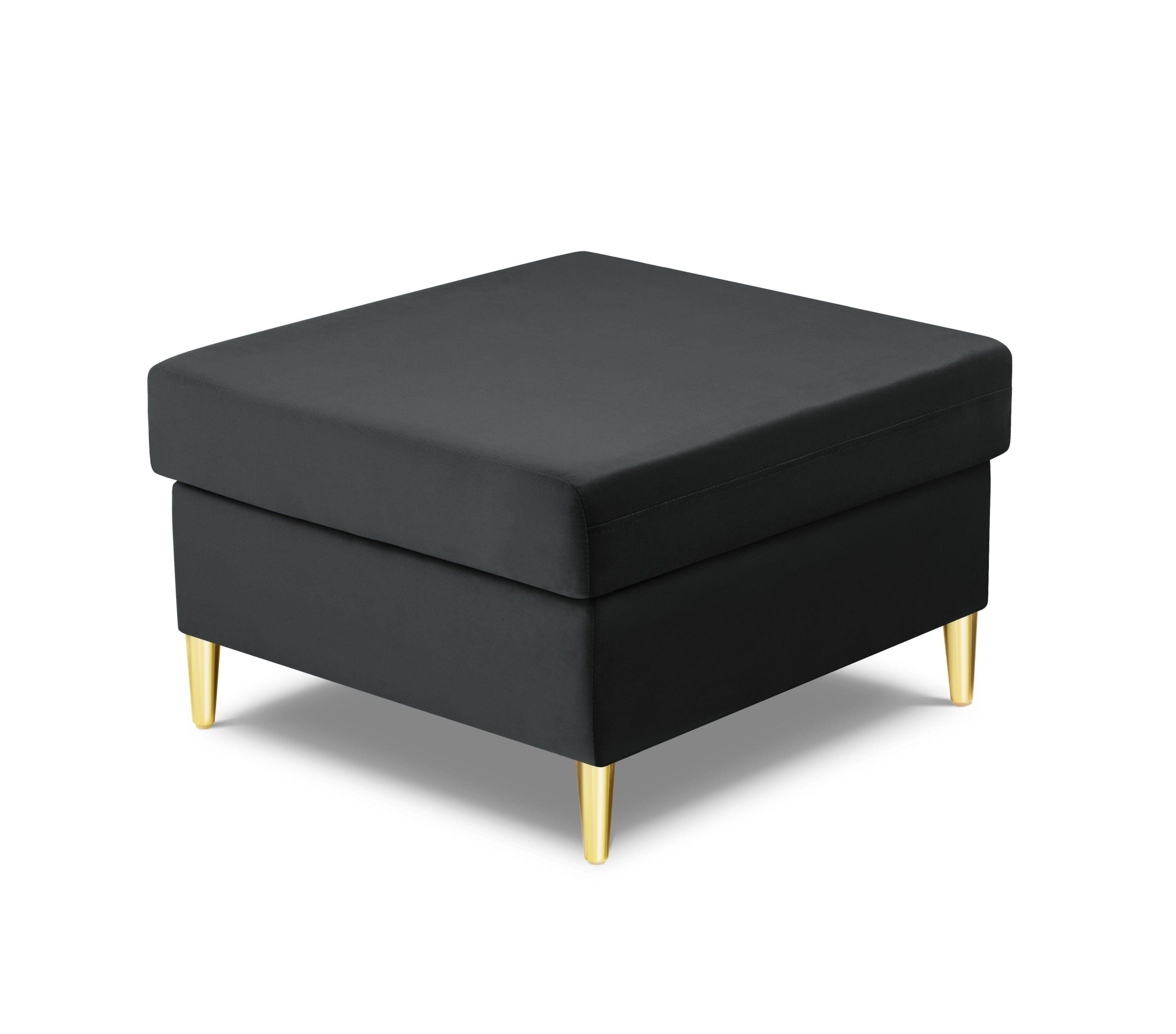 Pouffe velvet KYOTO dark grey with golden base - Eye on Design