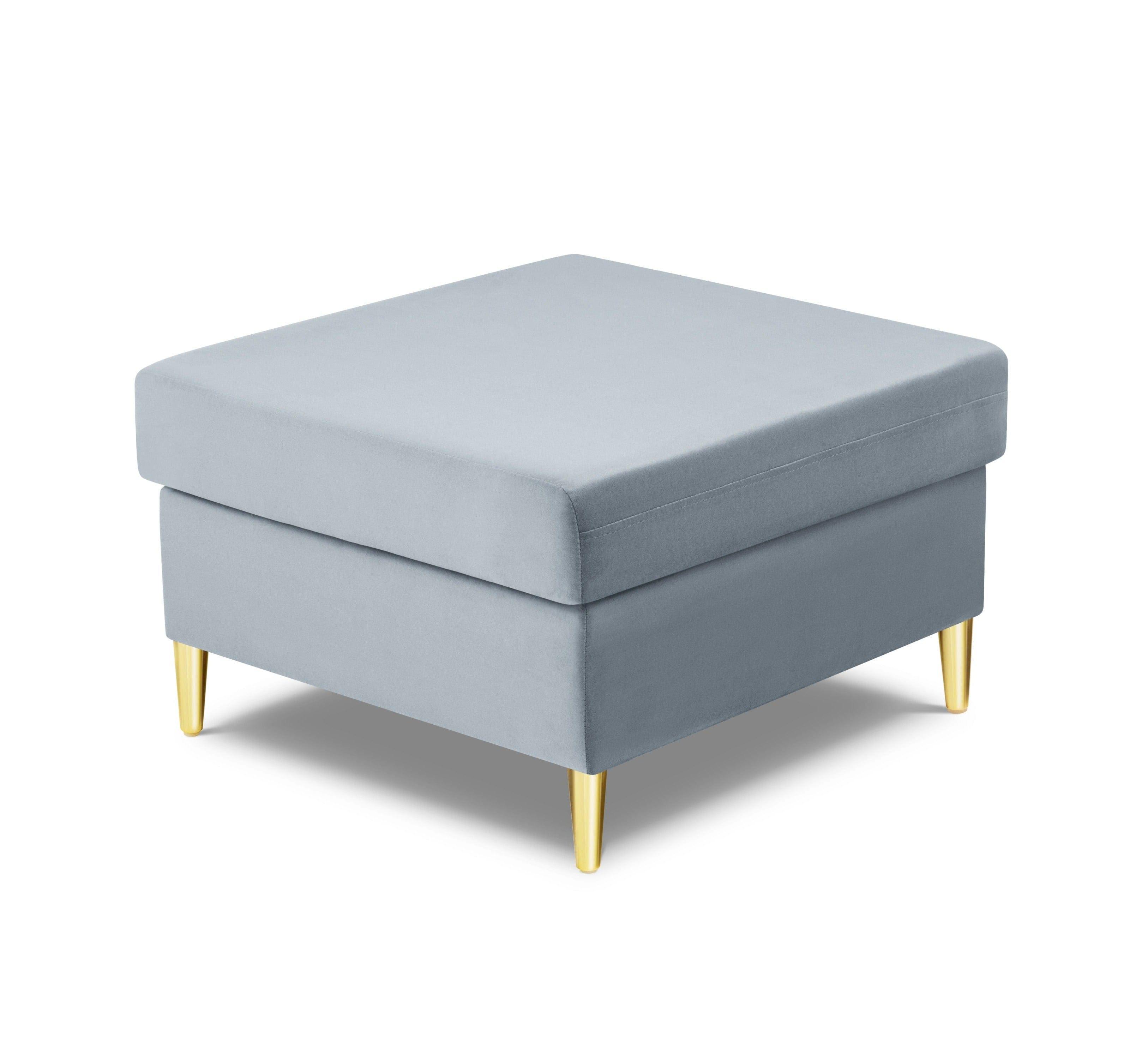 Pouffe velvet KYOTO light blue with golden base - Eye on Design