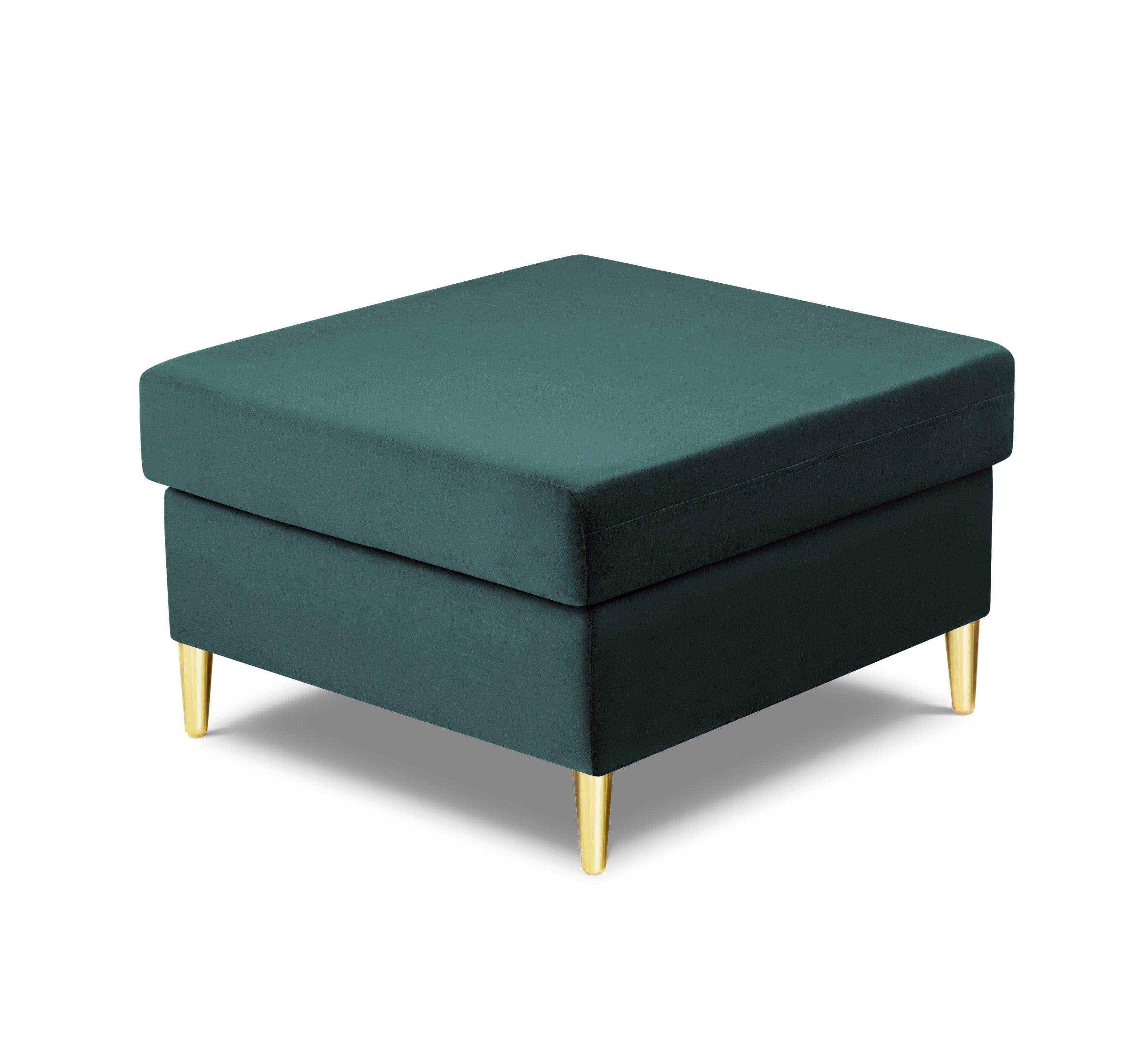 Pouffe velvet KYOTO petrol with golden base - Eye on Design