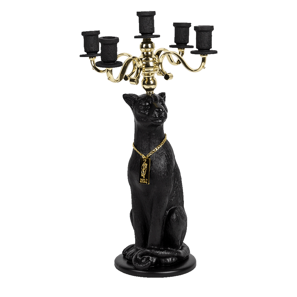 PROUDLY CROWNED PANTHER candle holder black - Eye on Design