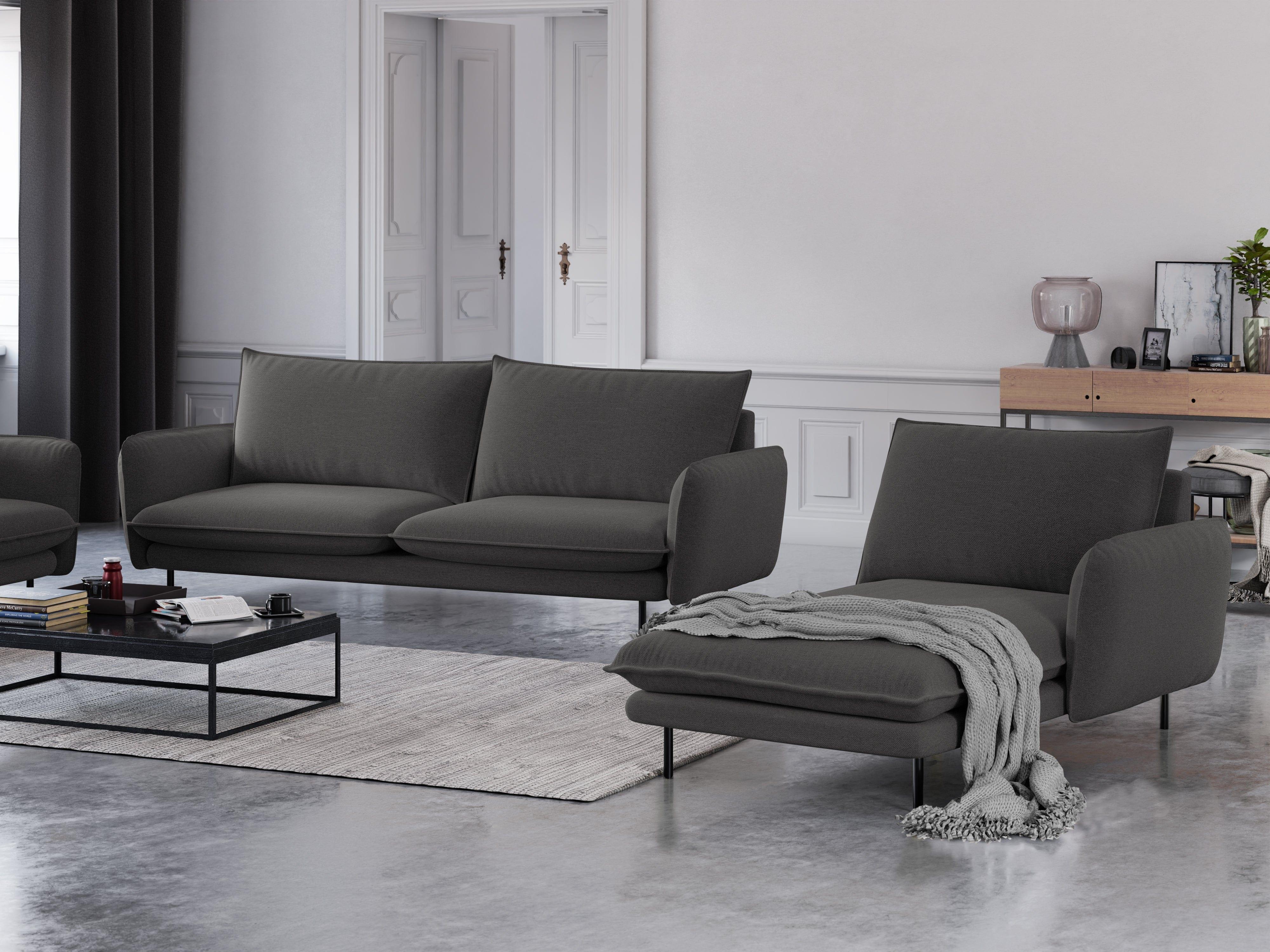 Right side chaise longue VIENNA dark grey with black base - Eye on Design