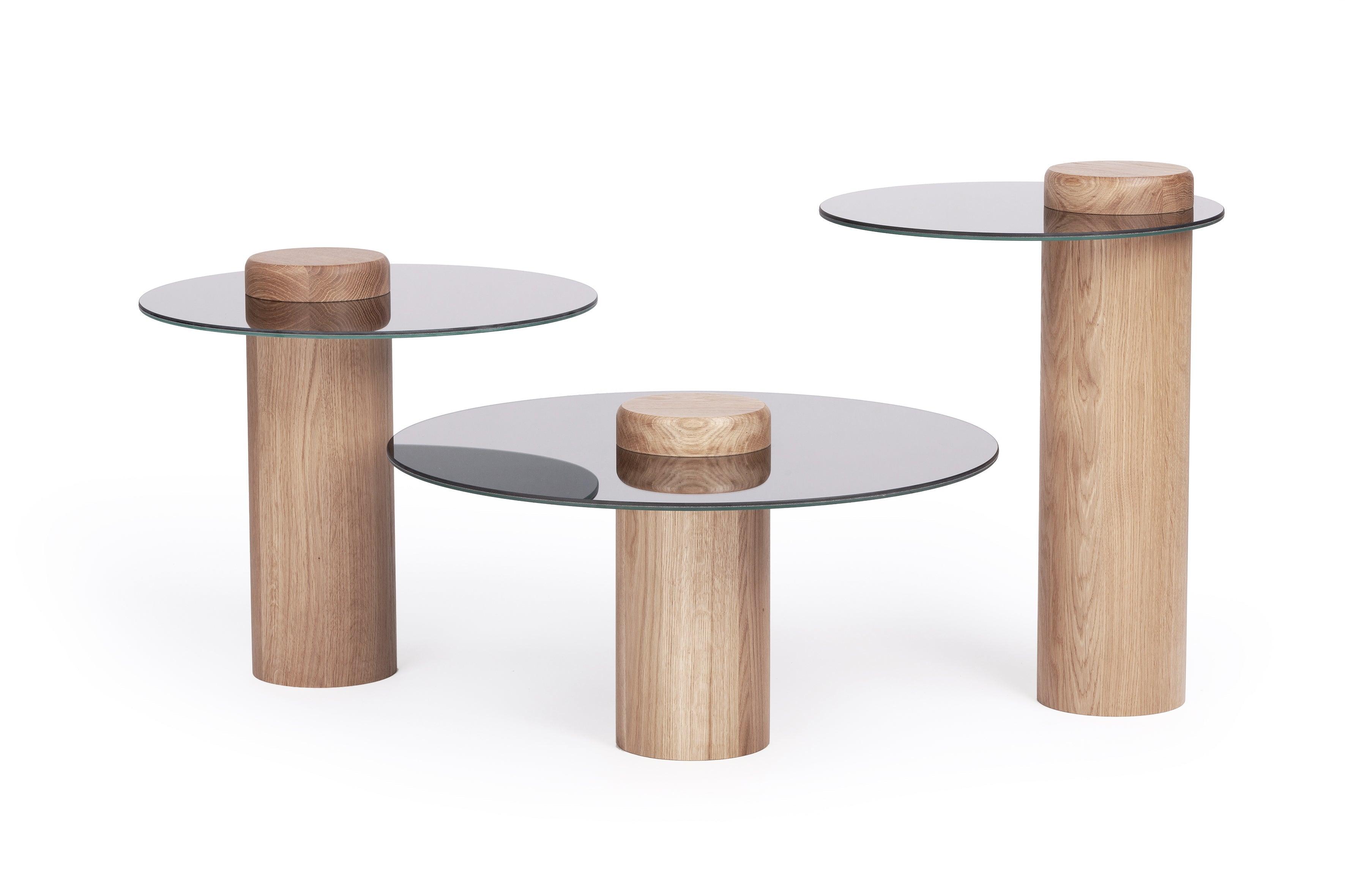 SKIEN #2 table natural oak with mirror top - Eye on Design