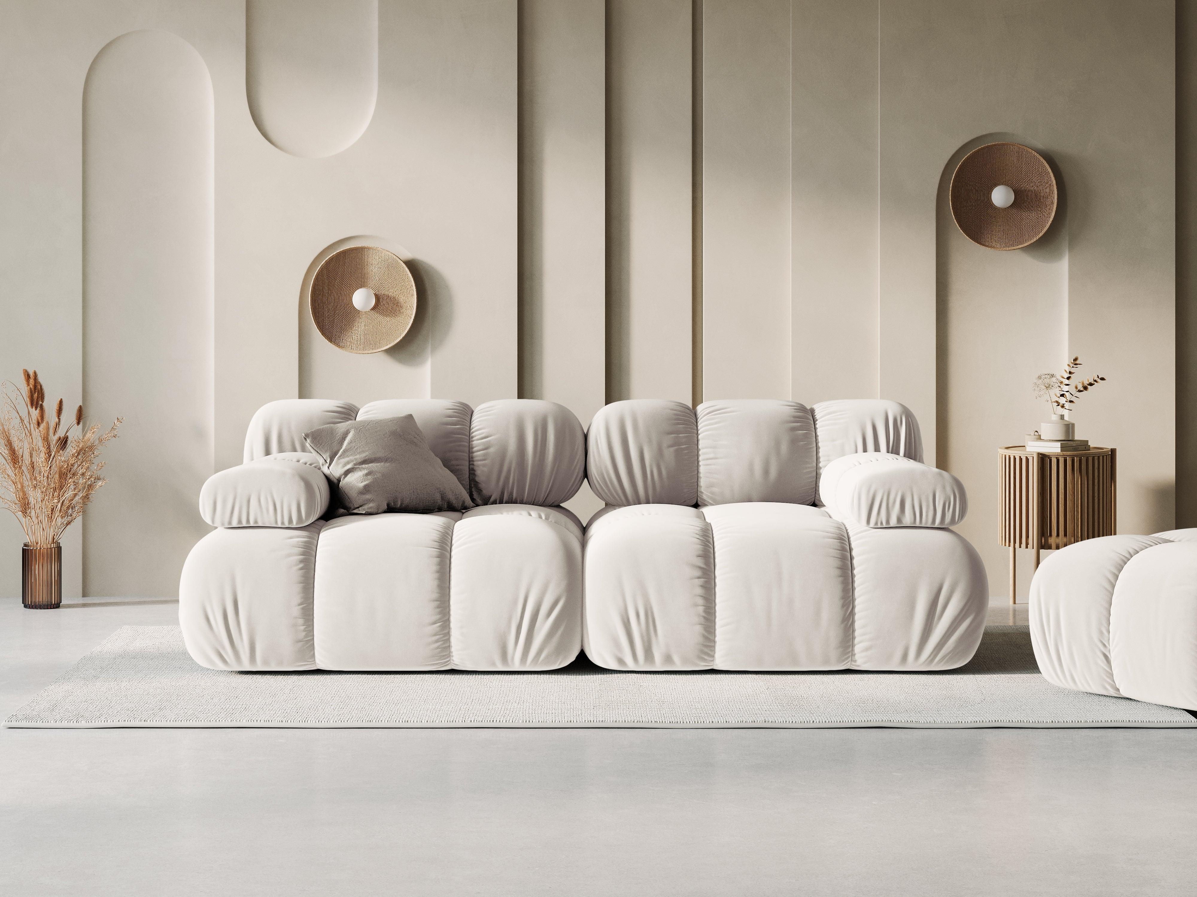 Sofa aksamitna 2-osobowa TROPEA jasnobeżowy Milo Casa    Eye on Design