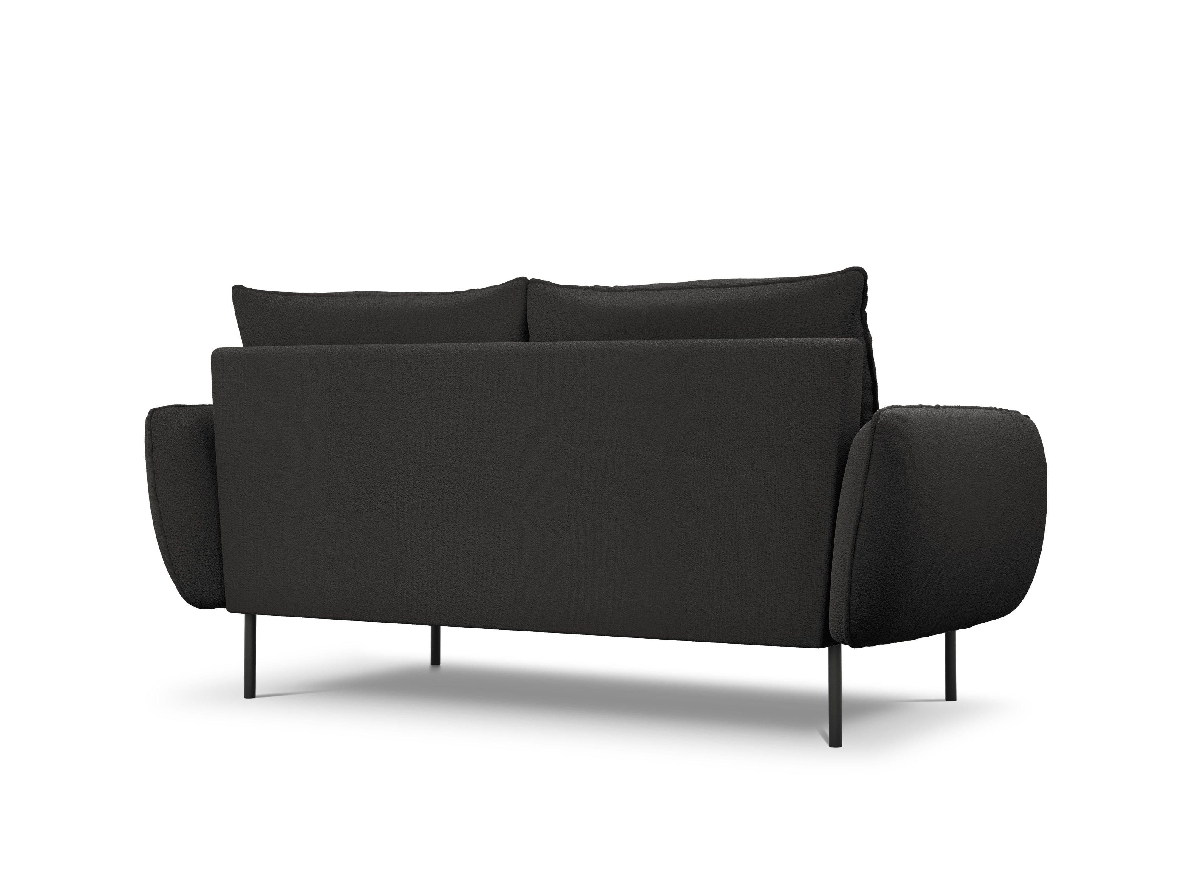 Sofa in boucle fabric 2 seater VIENNA black with black base - Eye on Design