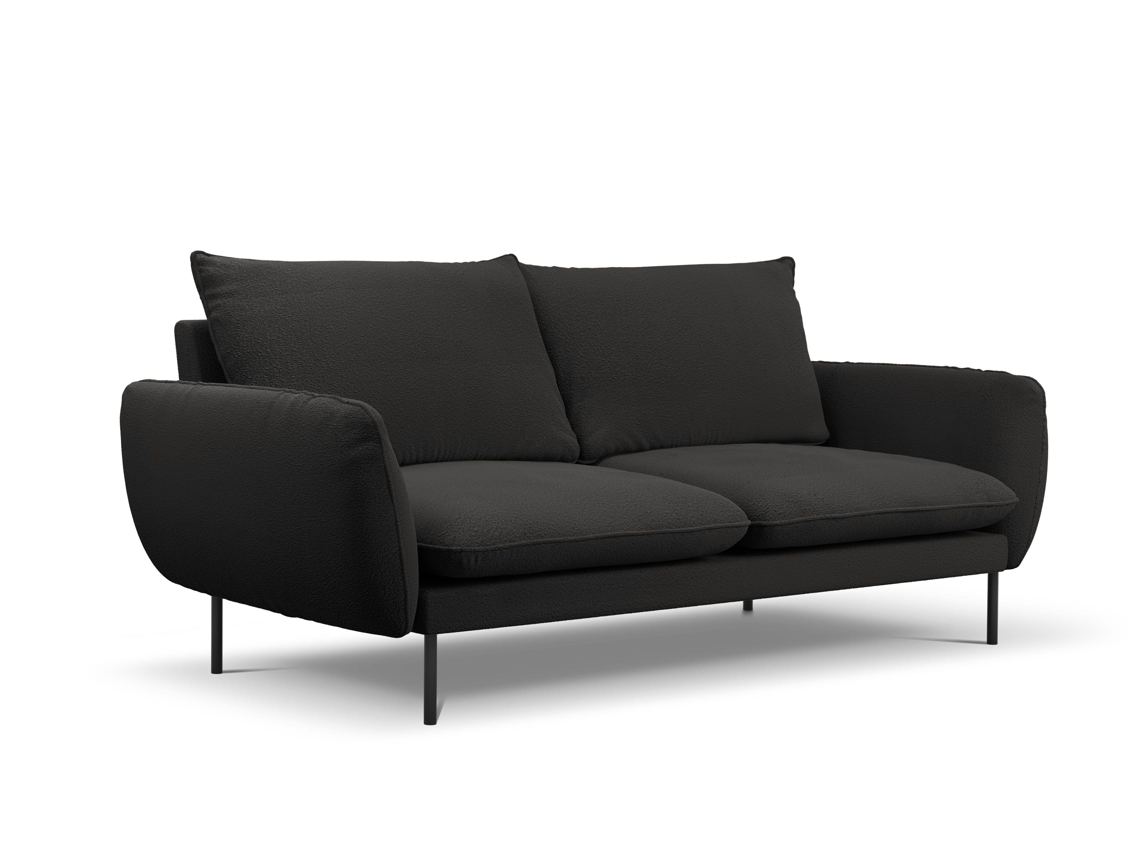 Sofa in boucle fabric 3-seater VIENNA black with black base - Eye on Design