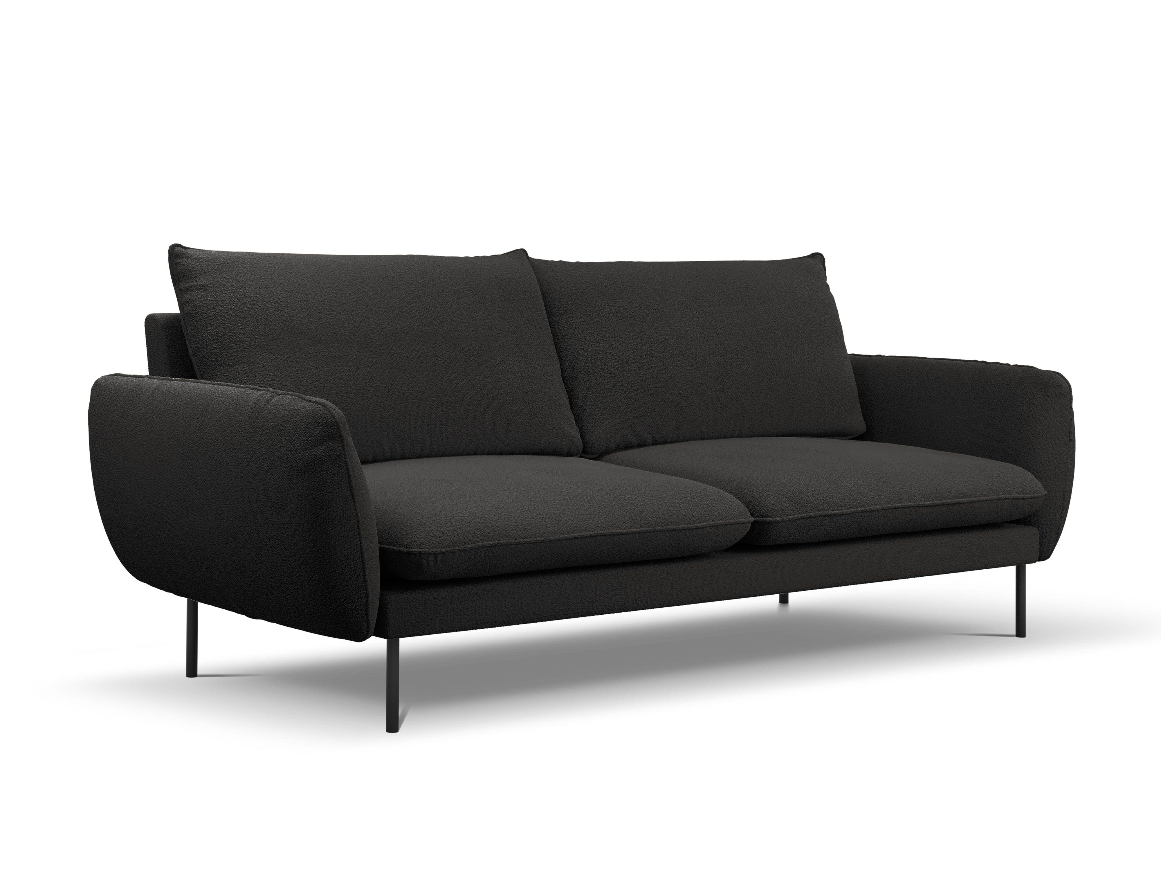 Sofa in boucle fabric 4-seater VIENNA black with black base - Eye on Design