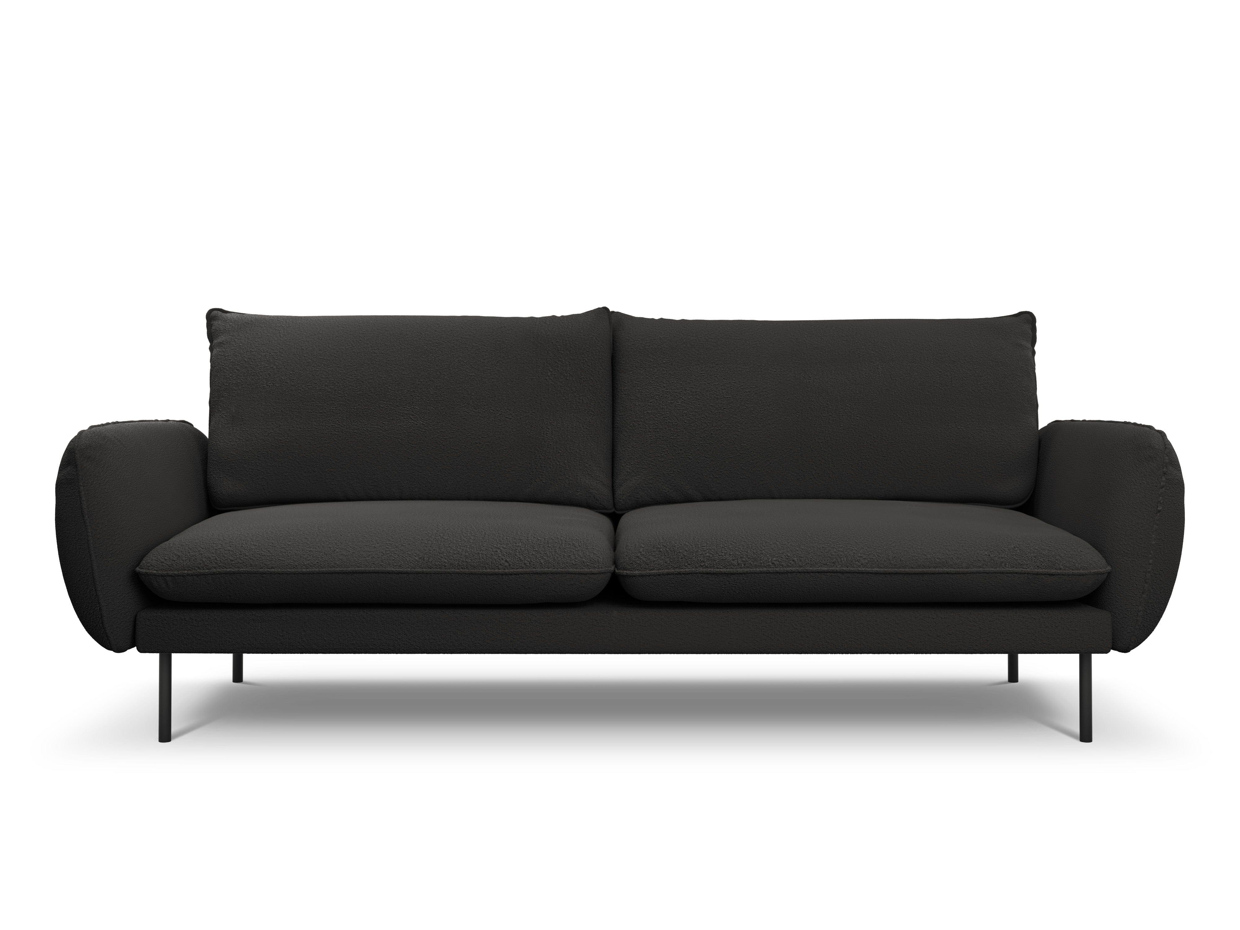 Sofa in boucle fabric 4-seater VIENNA black with black base - Eye on Design