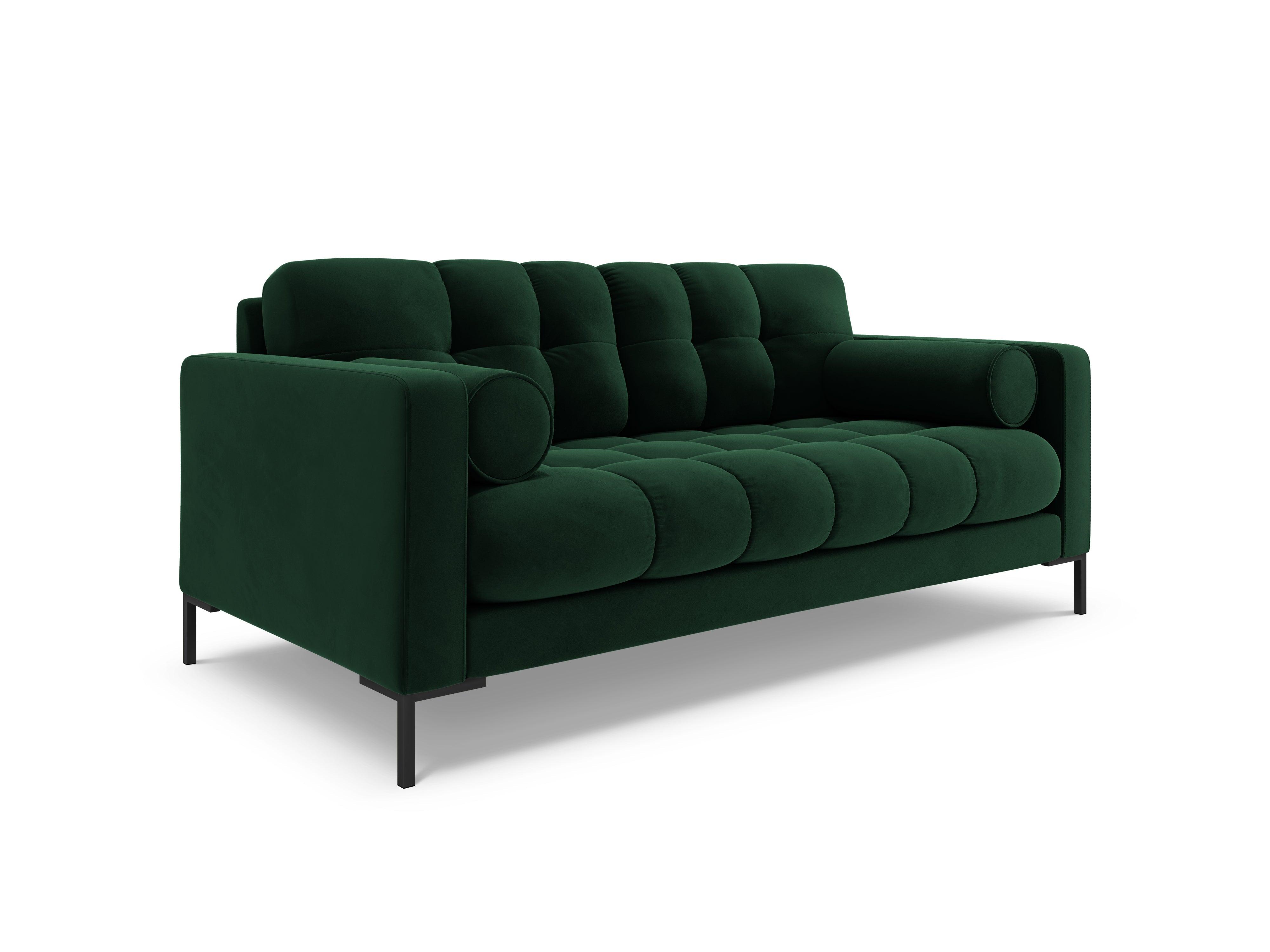 Sofa velvet 2-seater BALI bottle green with black base - Eye on Design