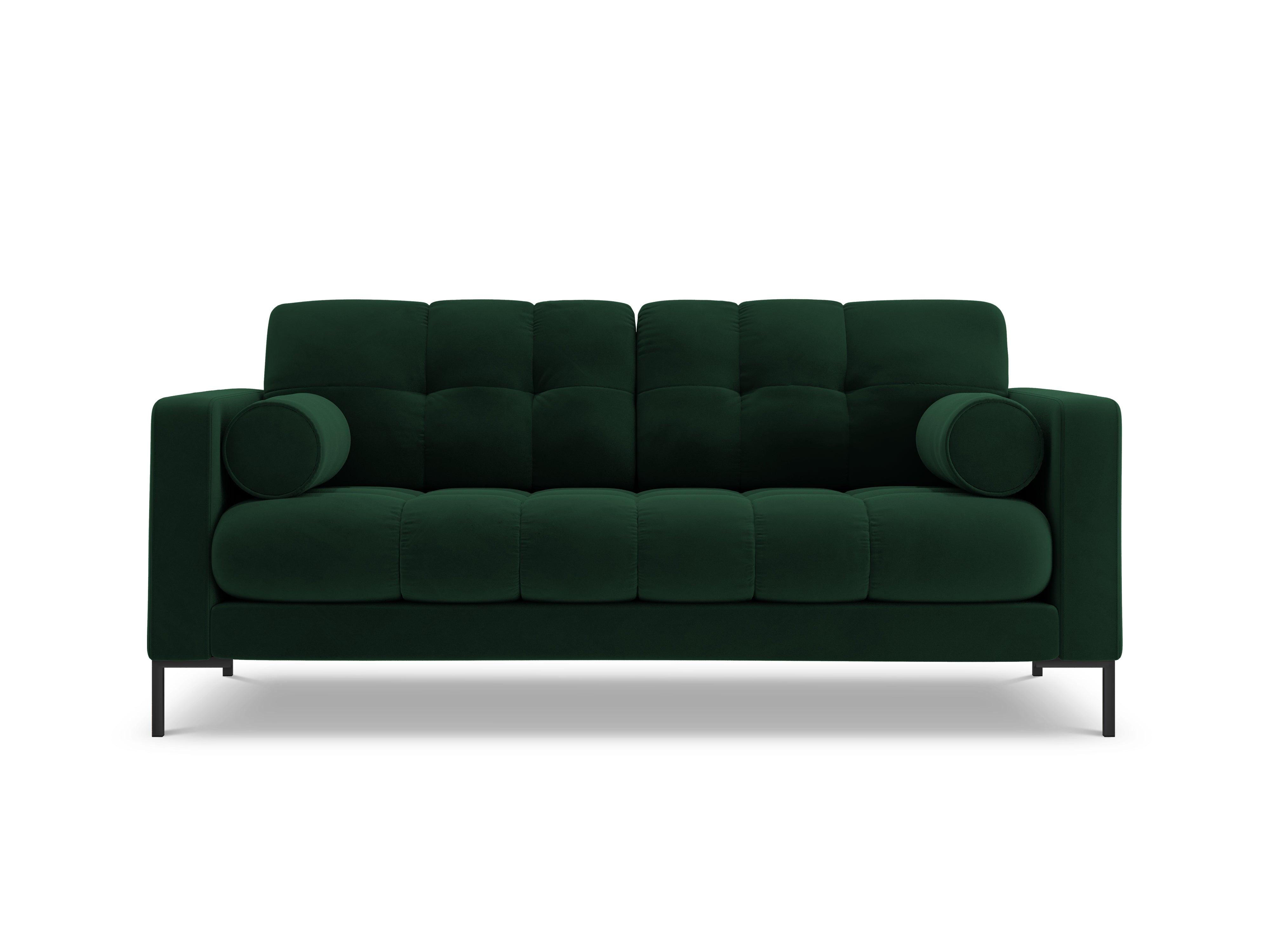 Sofa velvet 2-seater BALI bottle green with black base - Eye on Design