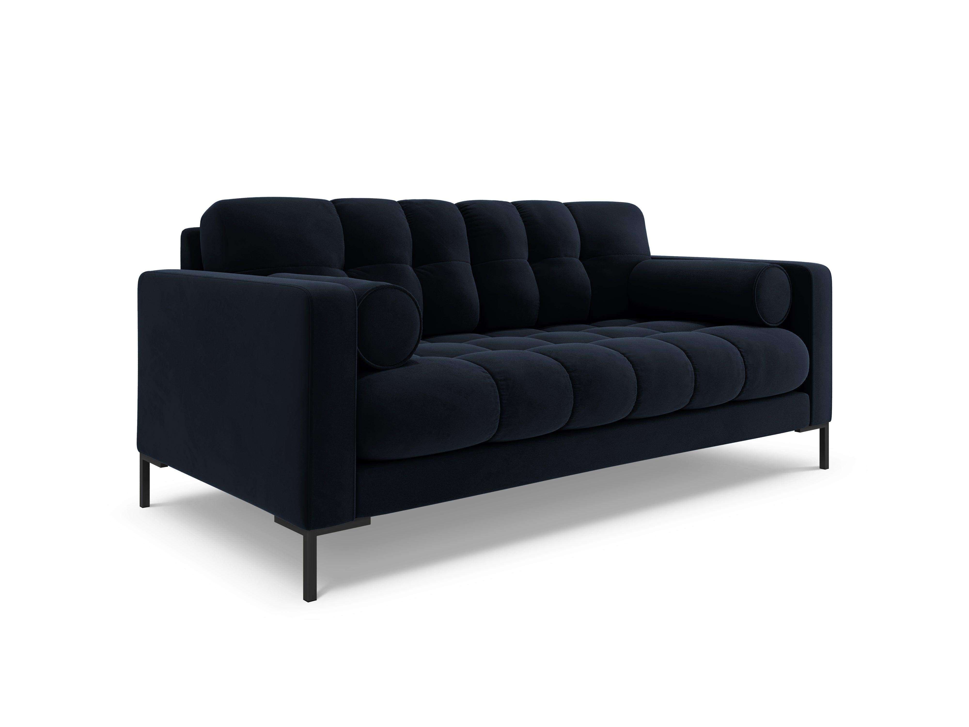 Sofa velvet 2-seater BALI dark blue with black base - Eye on Design