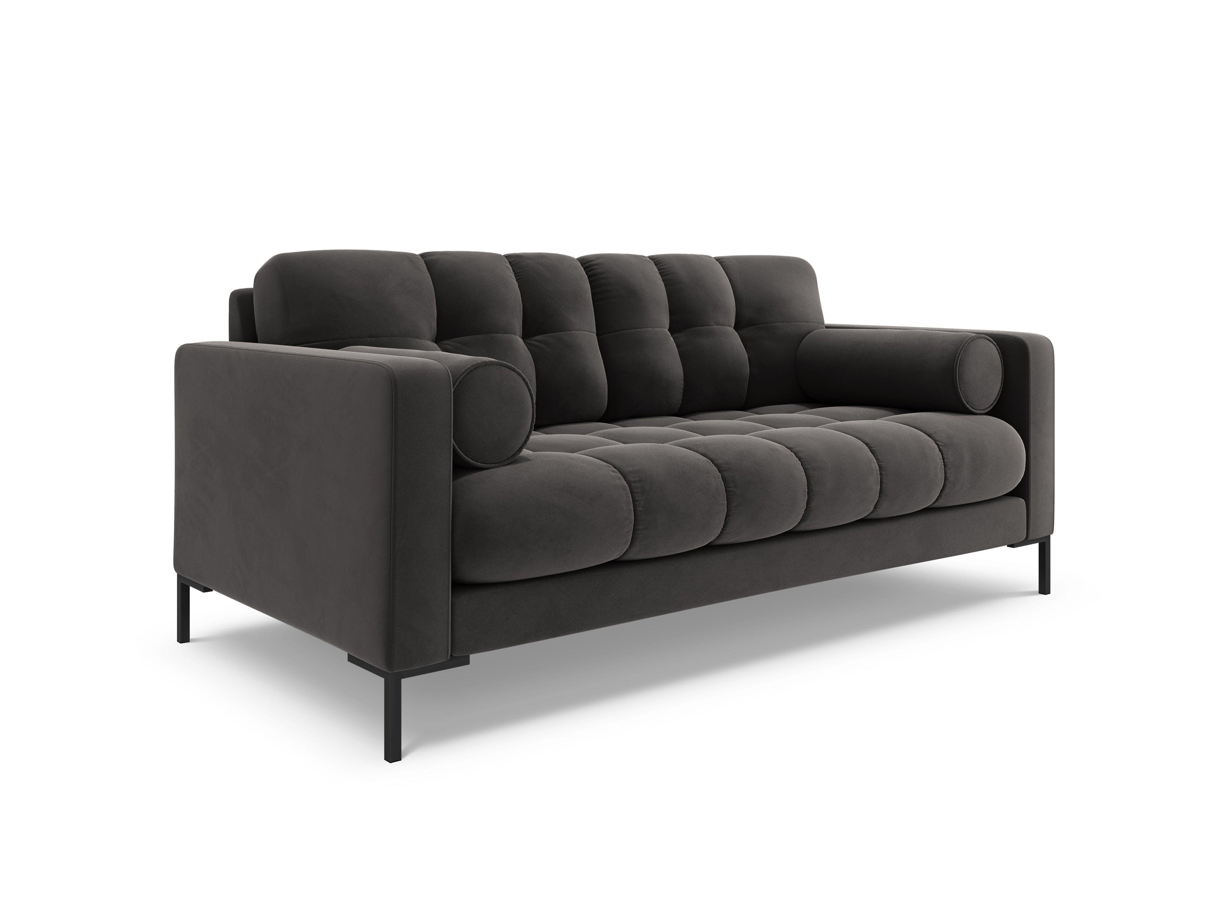 Sofa velvet 2-seater BALI dark grey with black base - Eye on Design