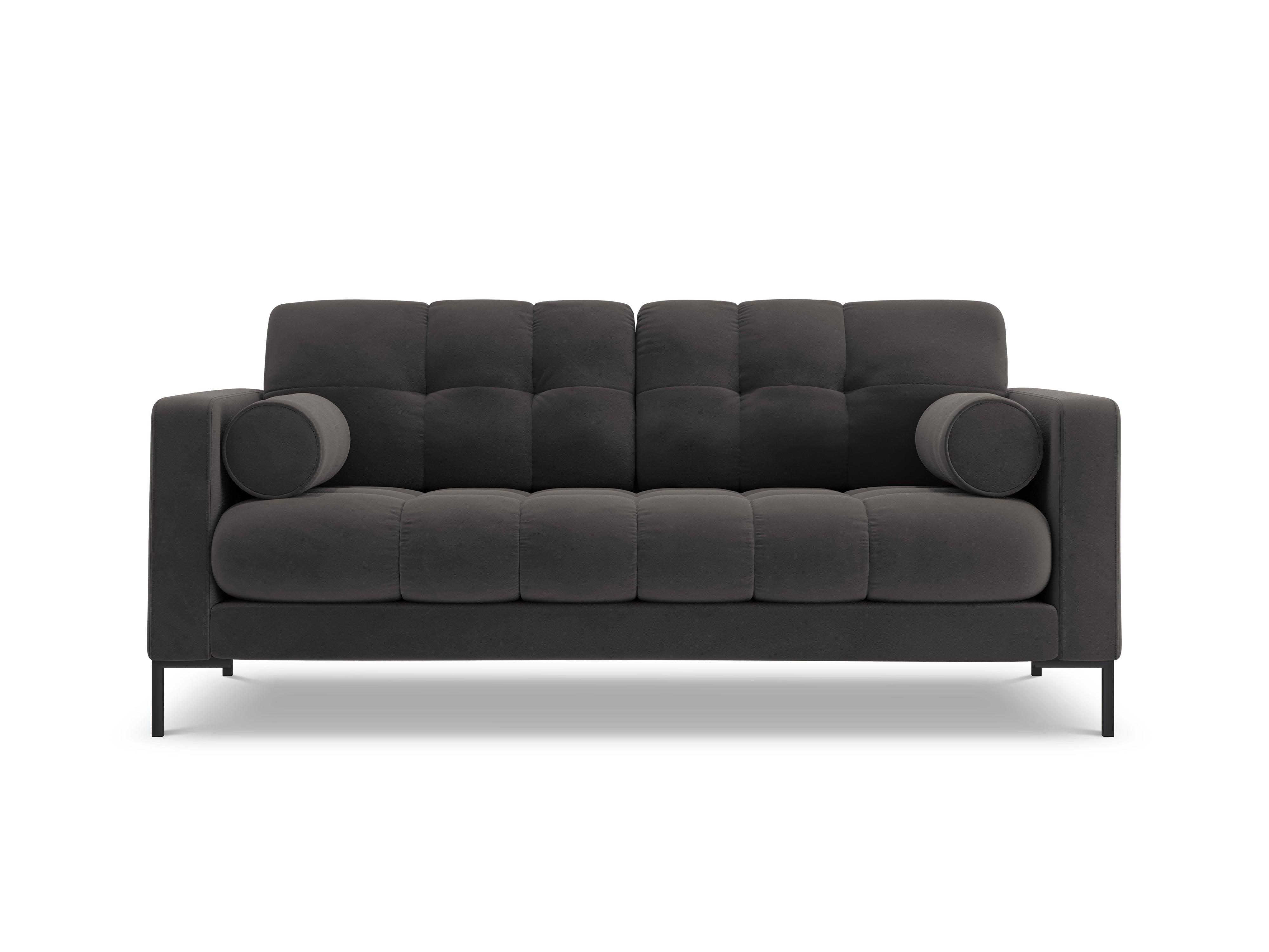 Sofa velvet 2-seater BALI dark grey with black base - Eye on Design