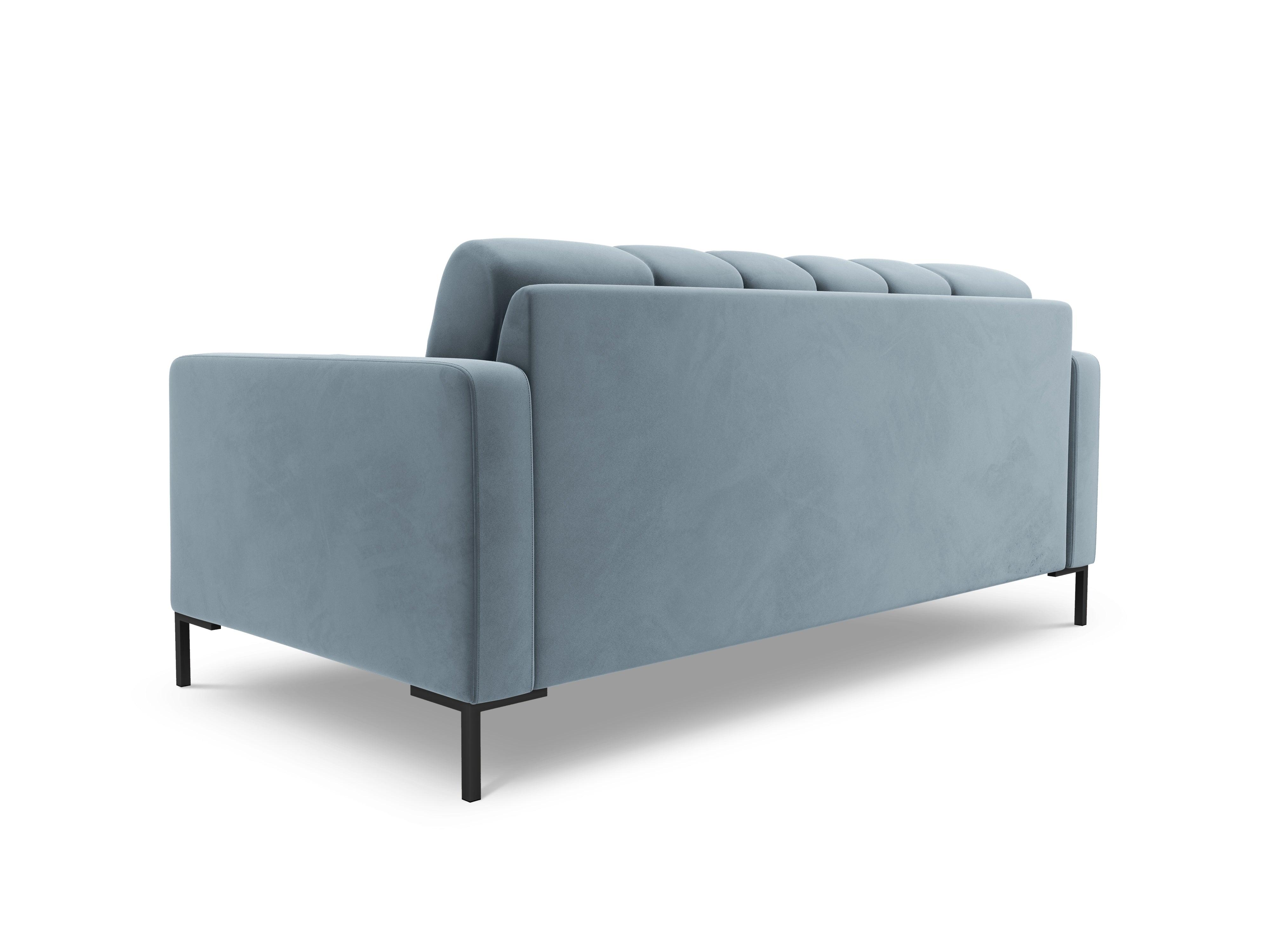 Sofa velvet 2-seater BALI light blue with black base - Eye on Design