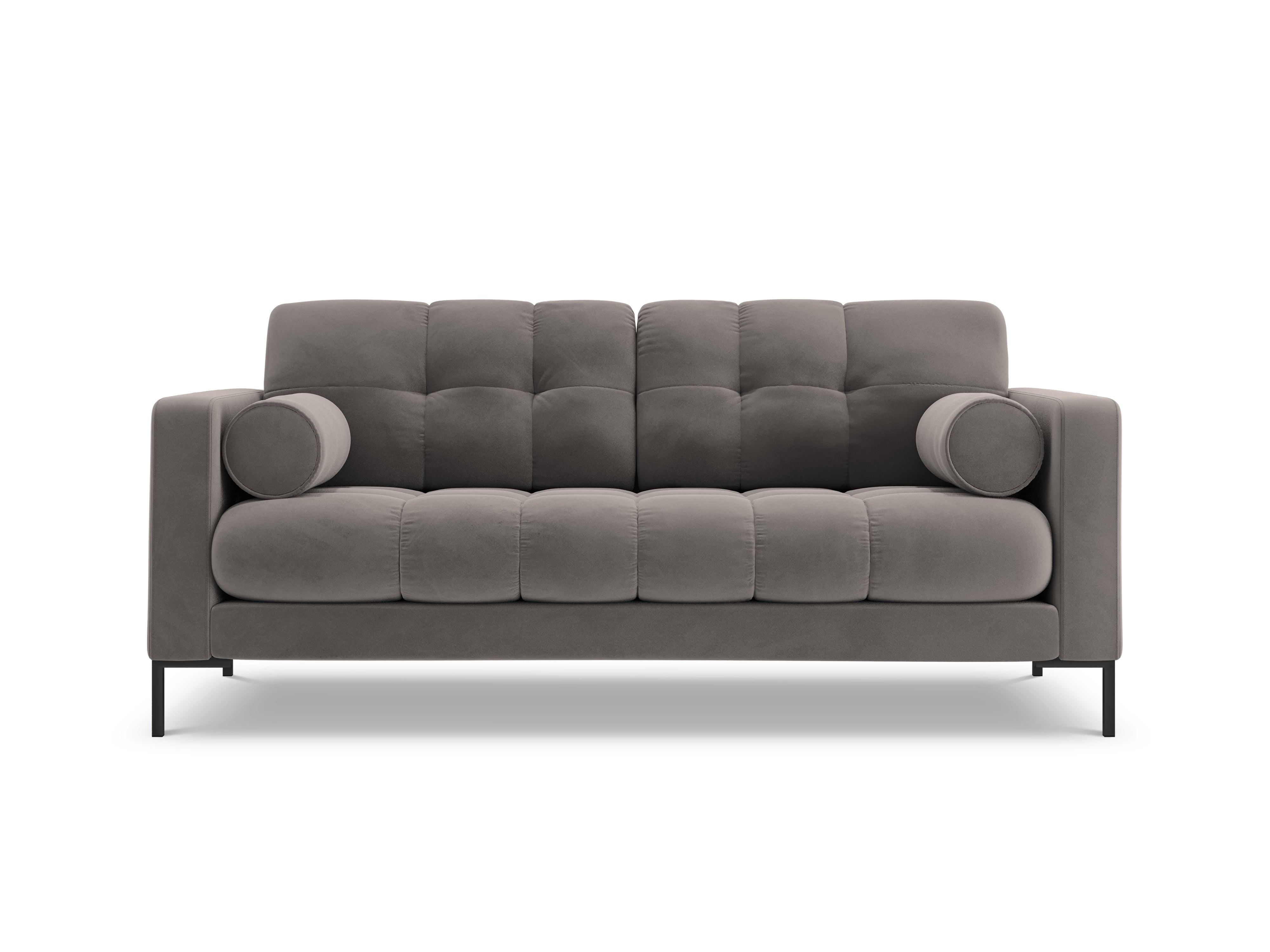 Sofa velvet 2-seater BALI light grey with black base - Eye on Design