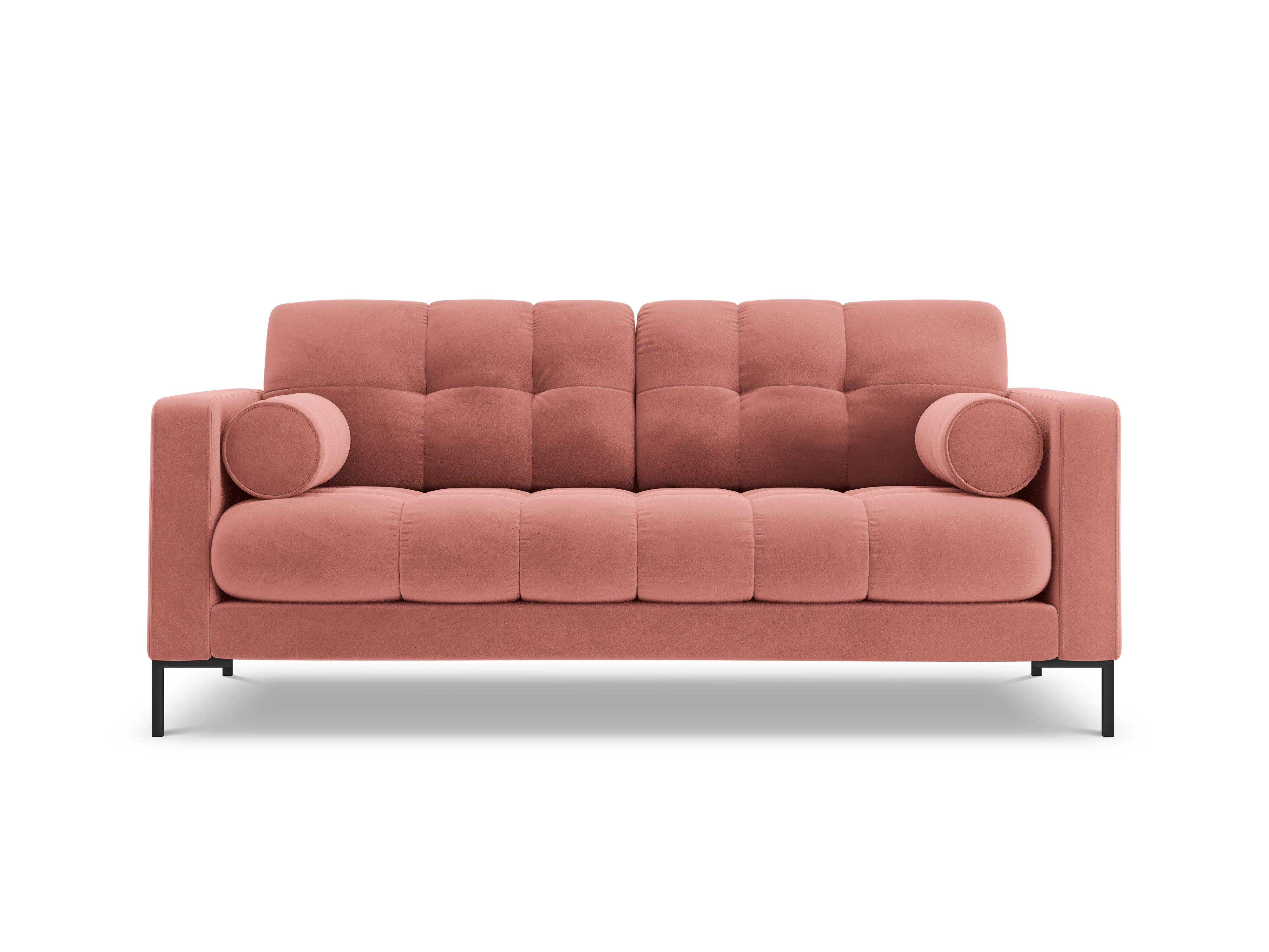 Sofa velvet 2-seater BALI pink with black base - Eye on Design