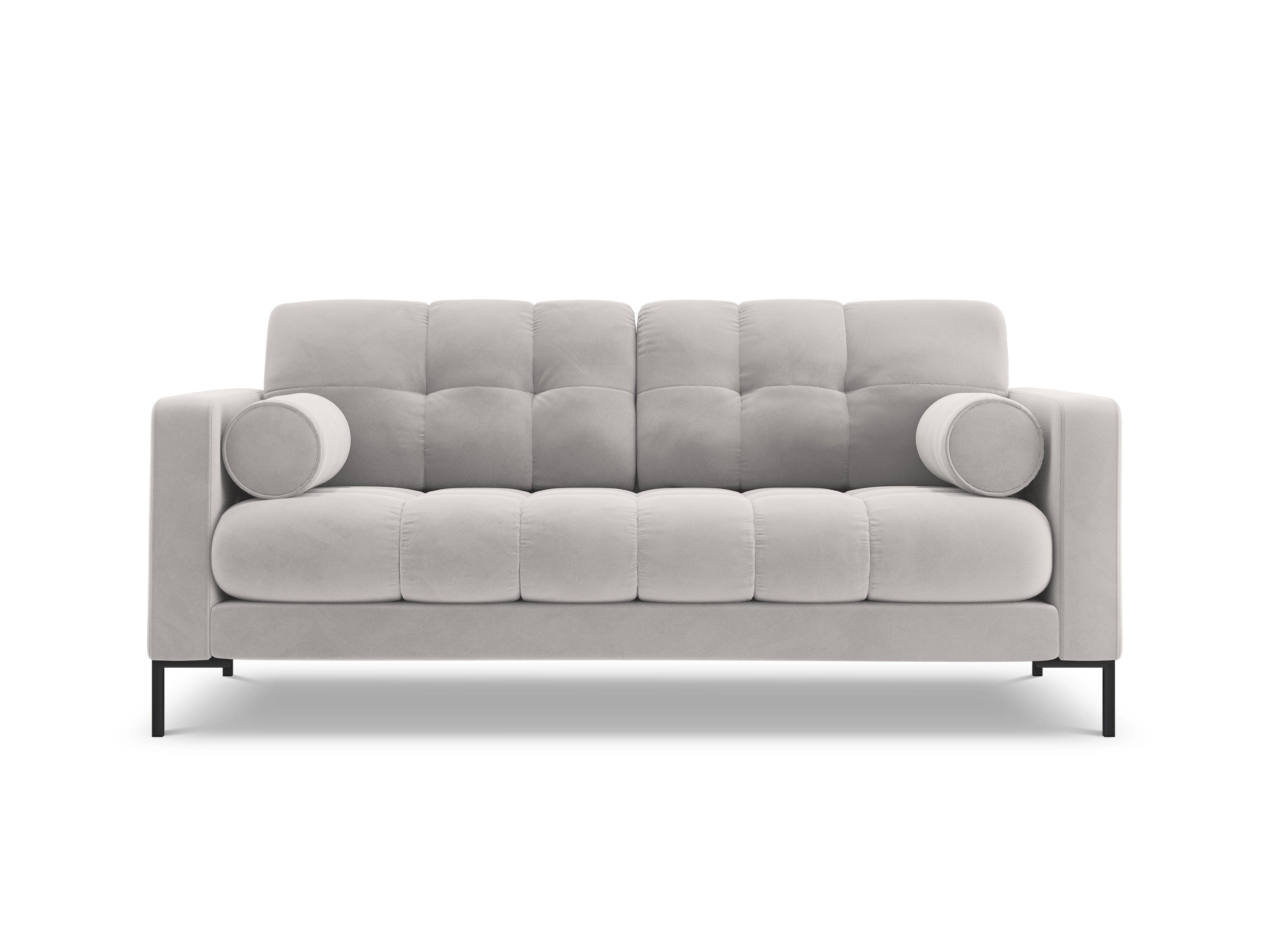 Sofa velvet 2-seater BALI silver with black base - Eye on Design