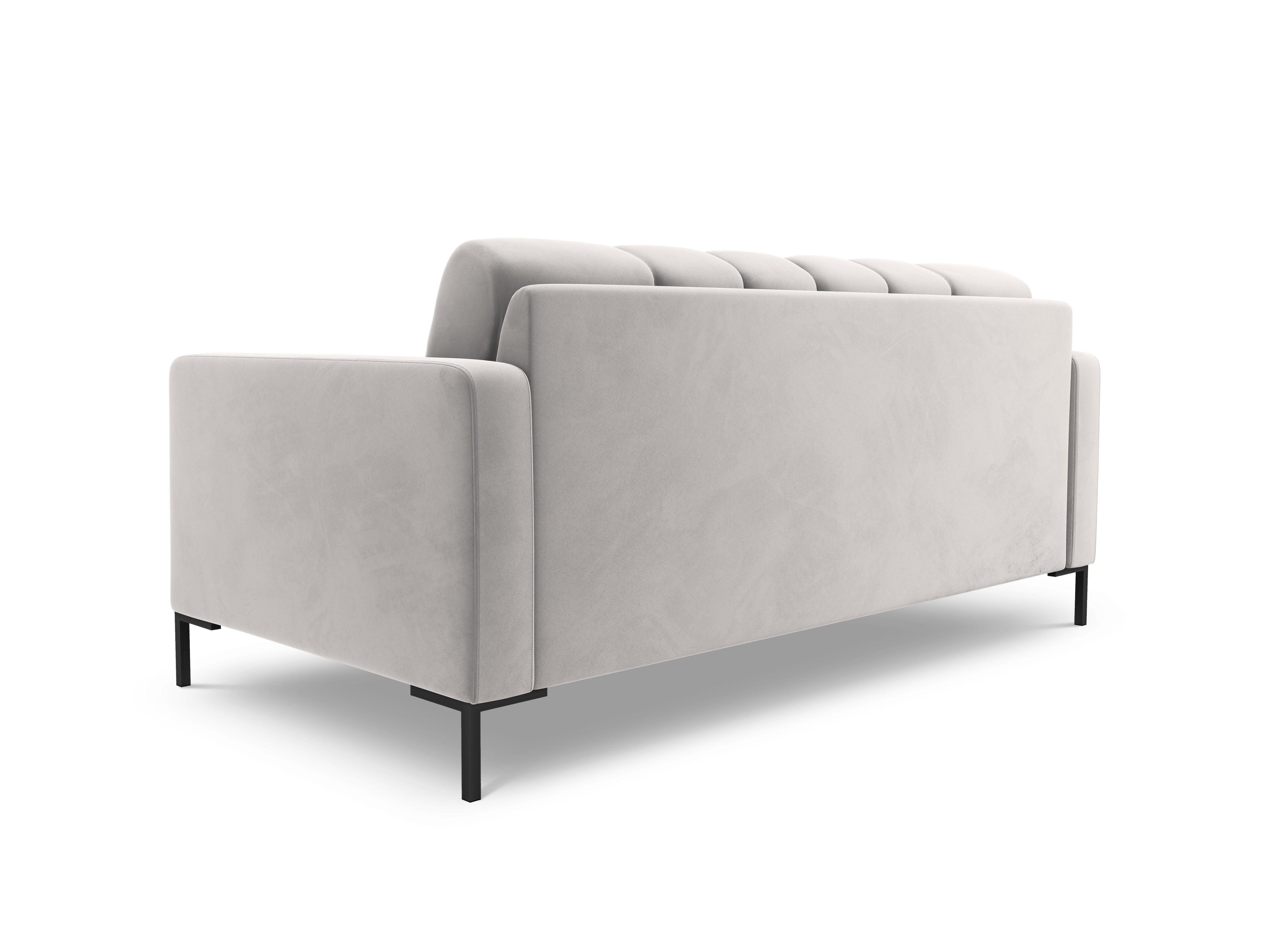 Sofa velvet 2-seater BALI silver with black base - Eye on Design