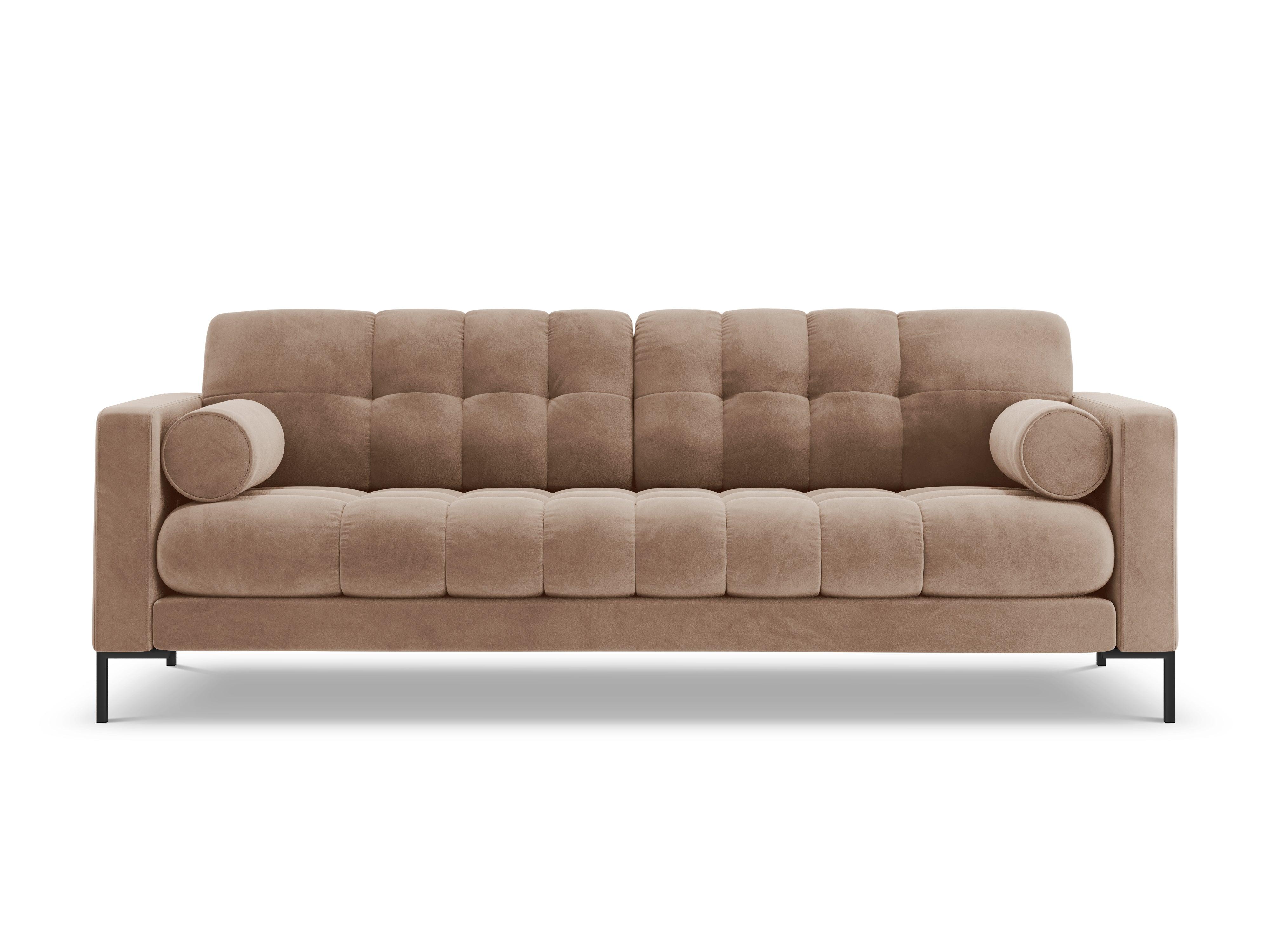 Sofa velvet 3-seater BALI beige with black base - Eye on Design