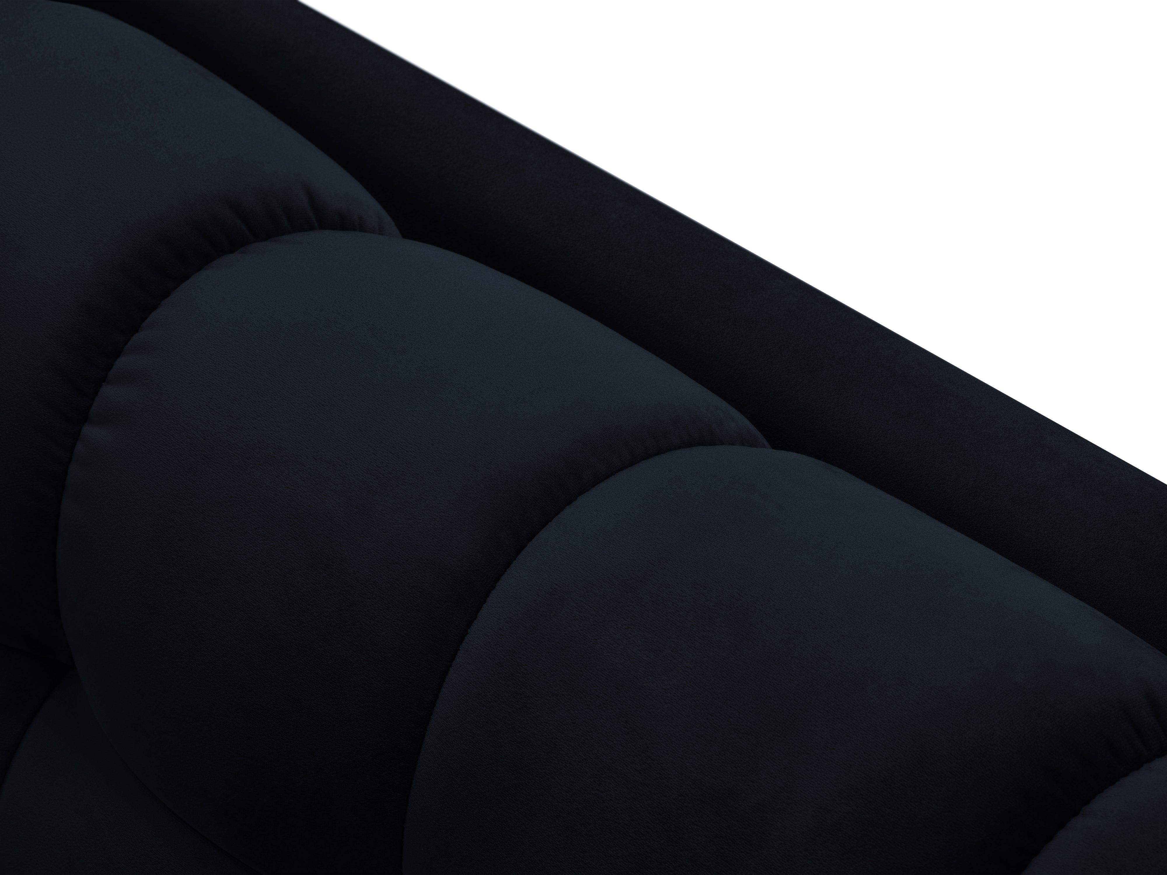 Sofa velvet 3-seater BALI dark blue with black base - Eye on Design