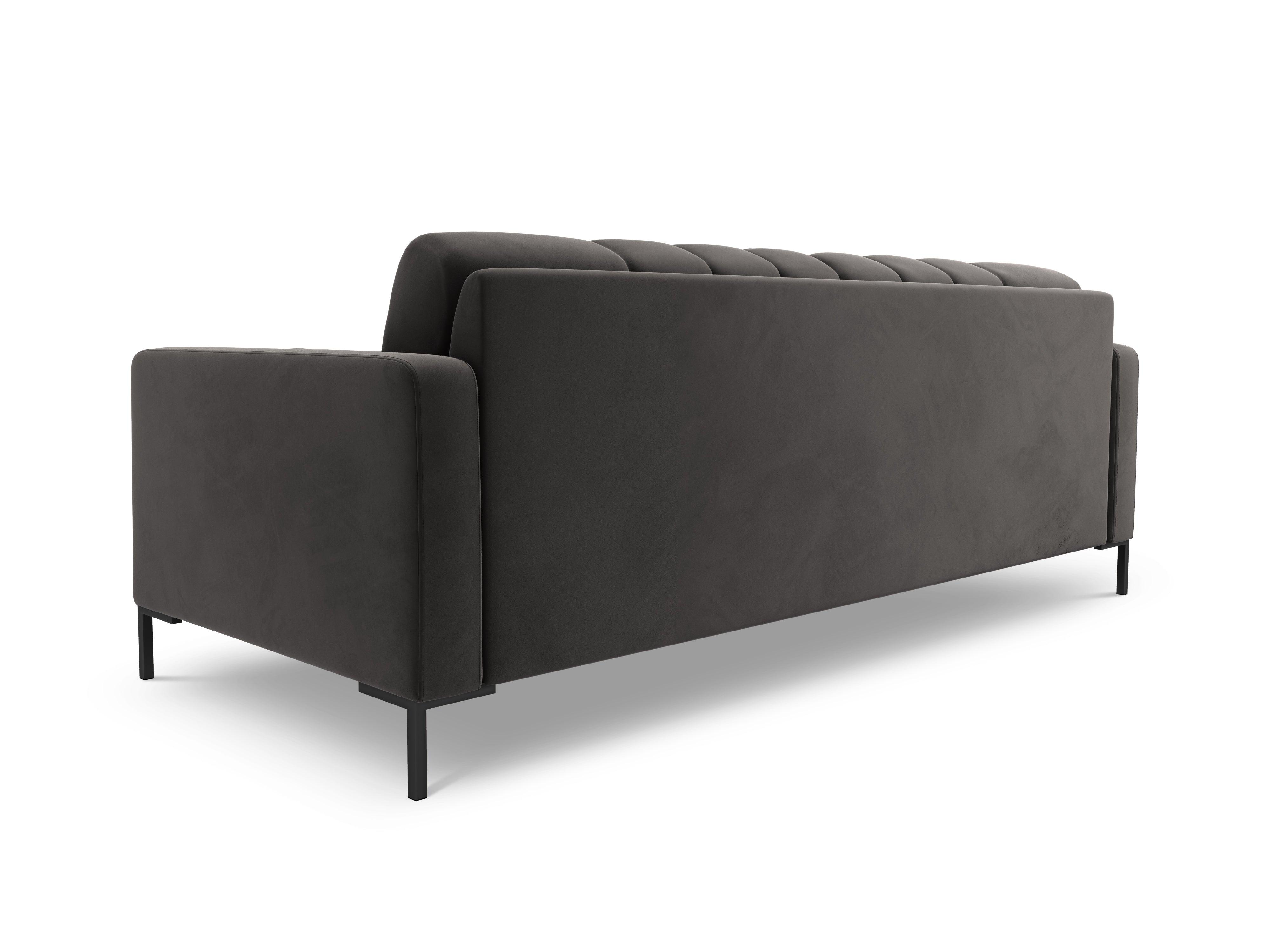 Sofa velvet 3-seater BALI dark grey with black base - Eye on Design