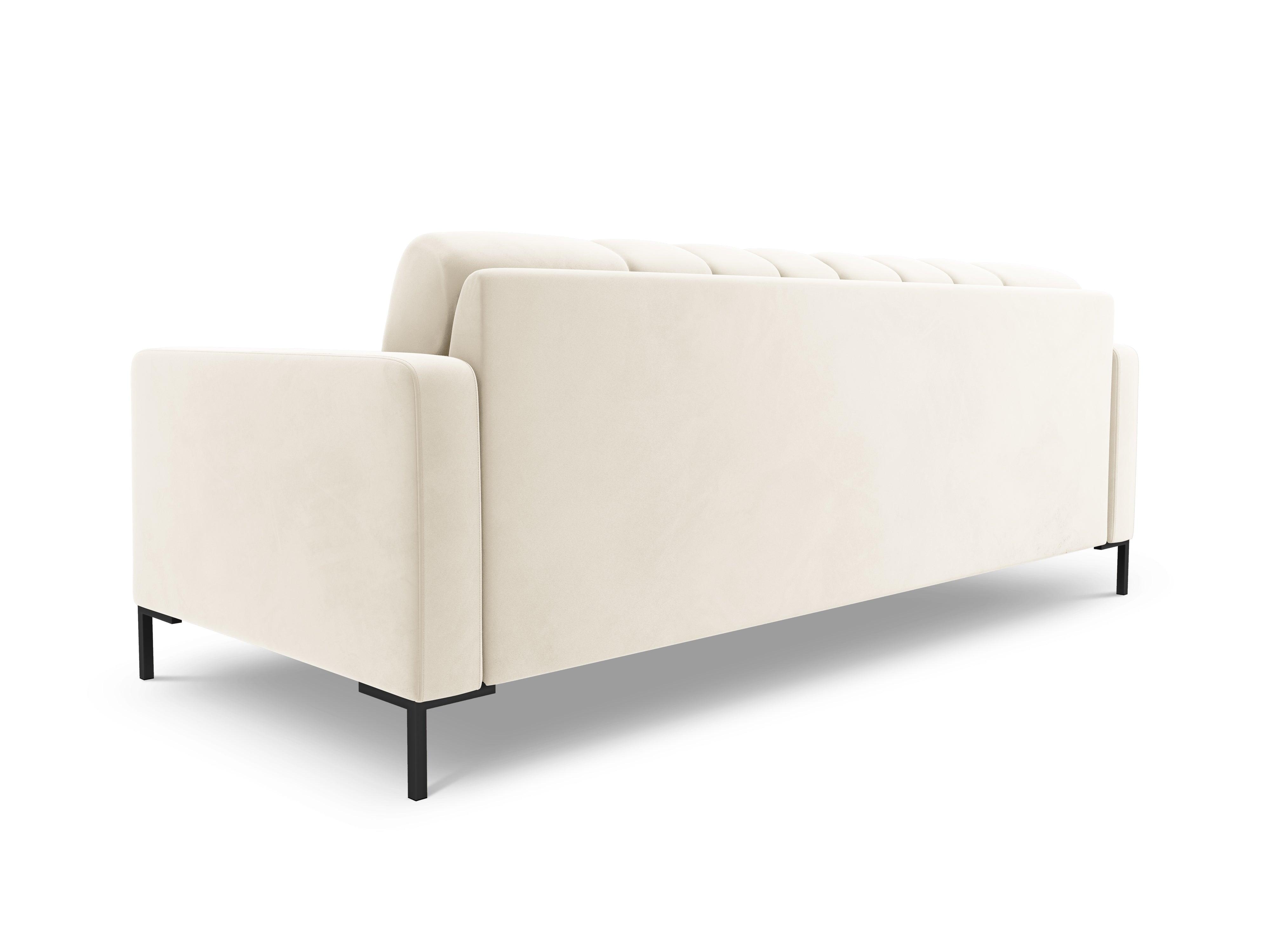 Sofa velvet 3-seater BALI light beige with black base - Eye on Design