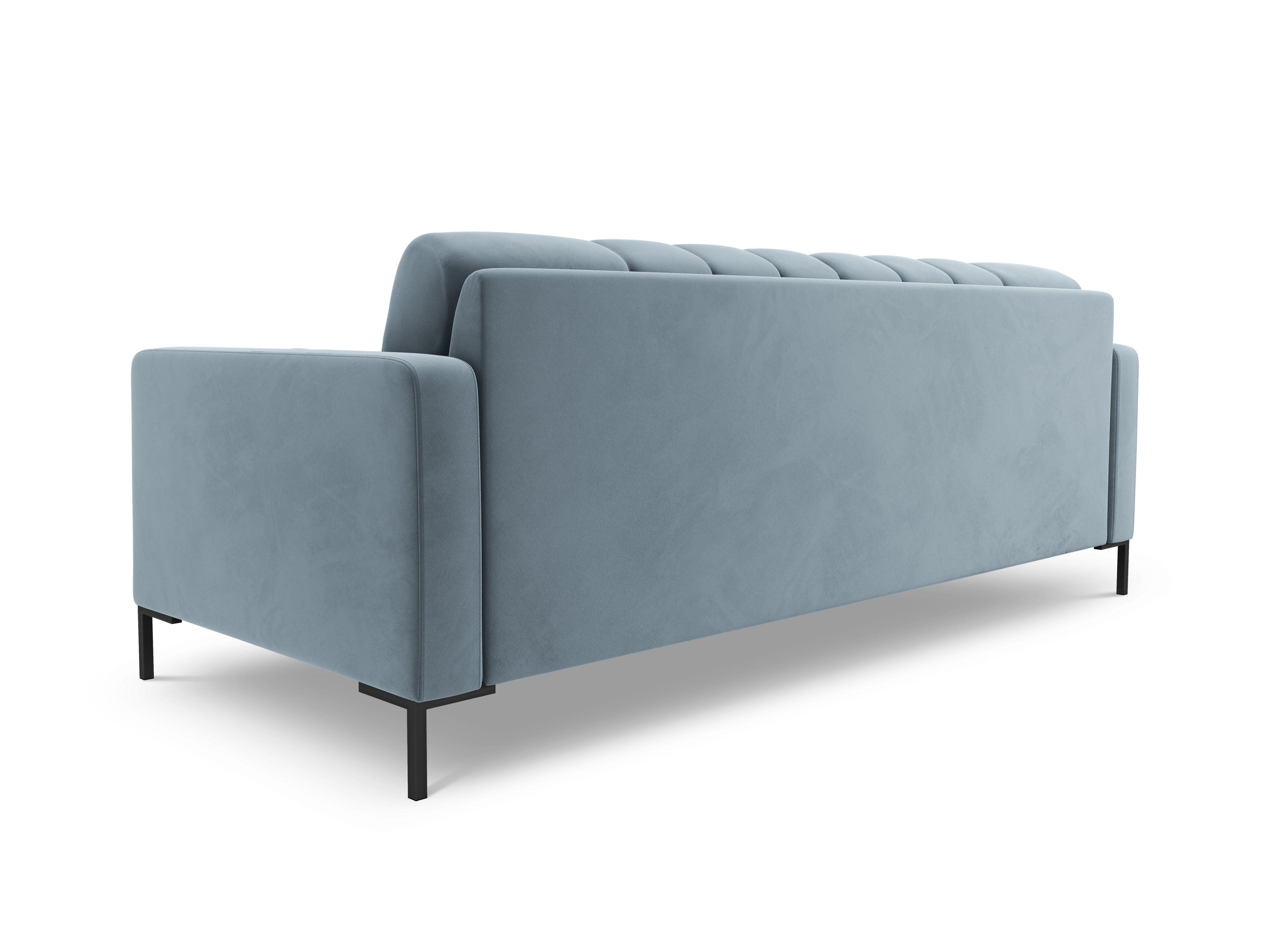 Sofa velvet 3-seater BALI light blue with black base - Eye on Design