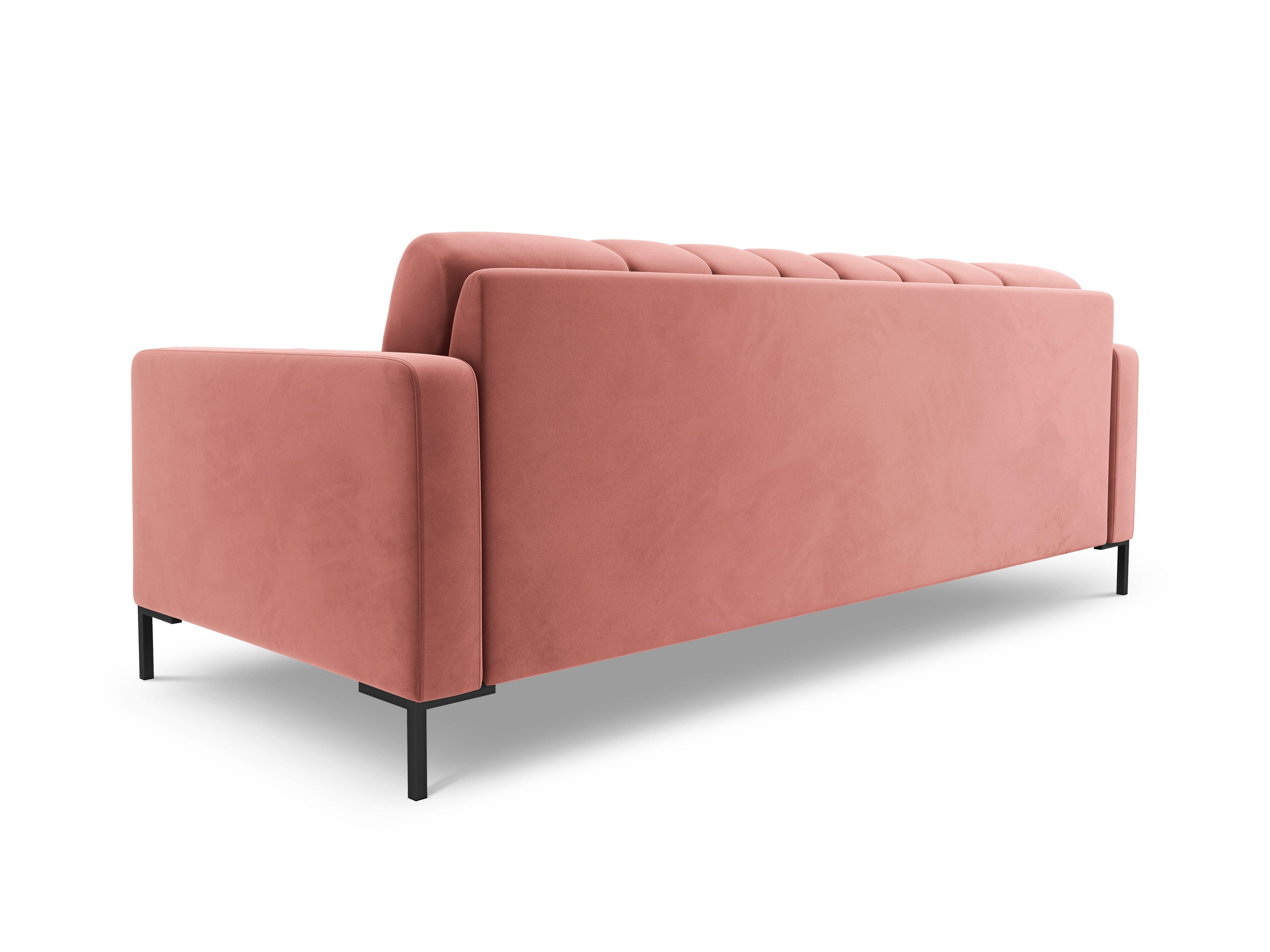 Sofa velvet 3-seater BALI pink with black base - Eye on Design