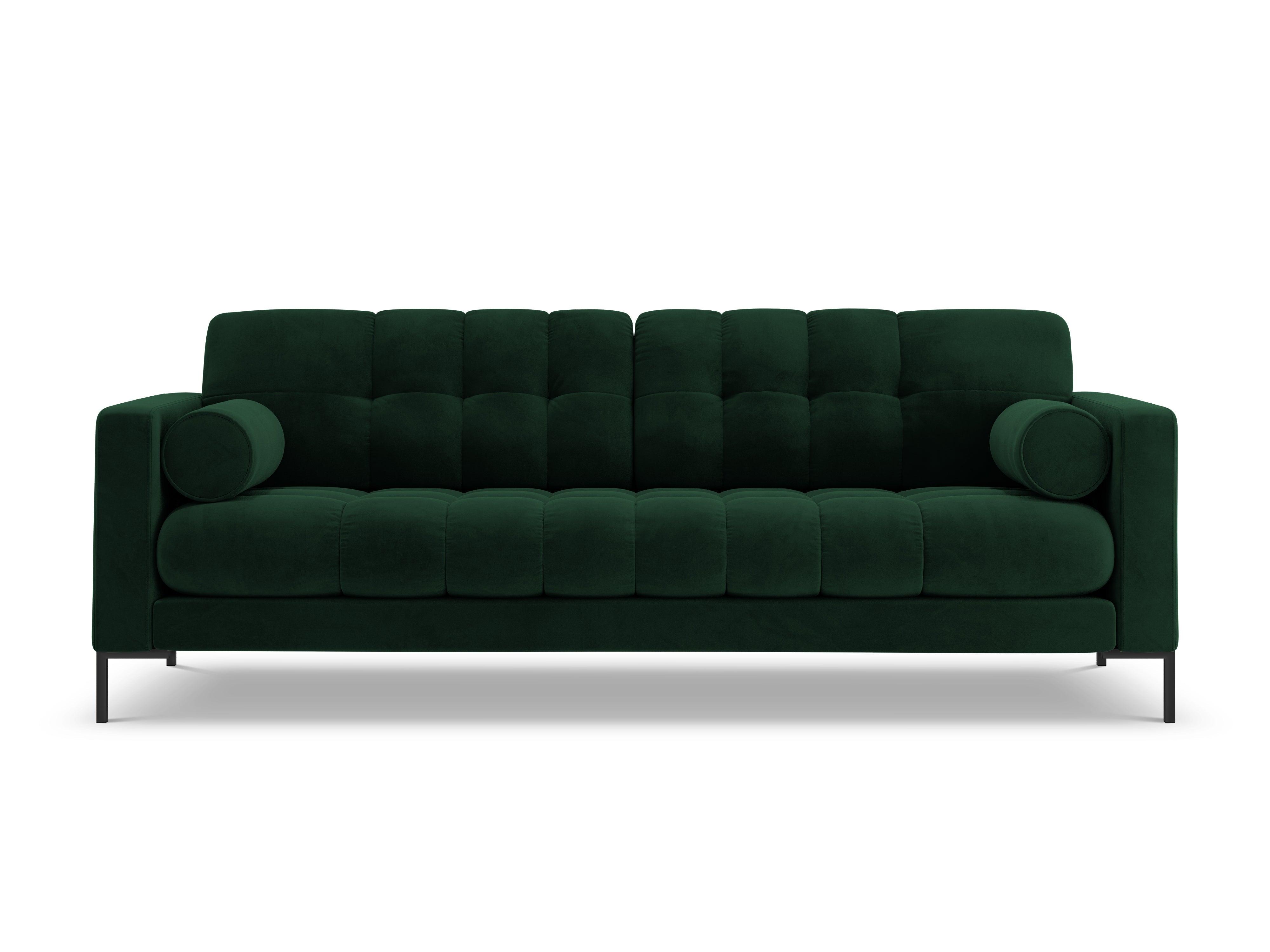 Sofa velvet 4-seater BALI bottle green with black base - Eye on Design