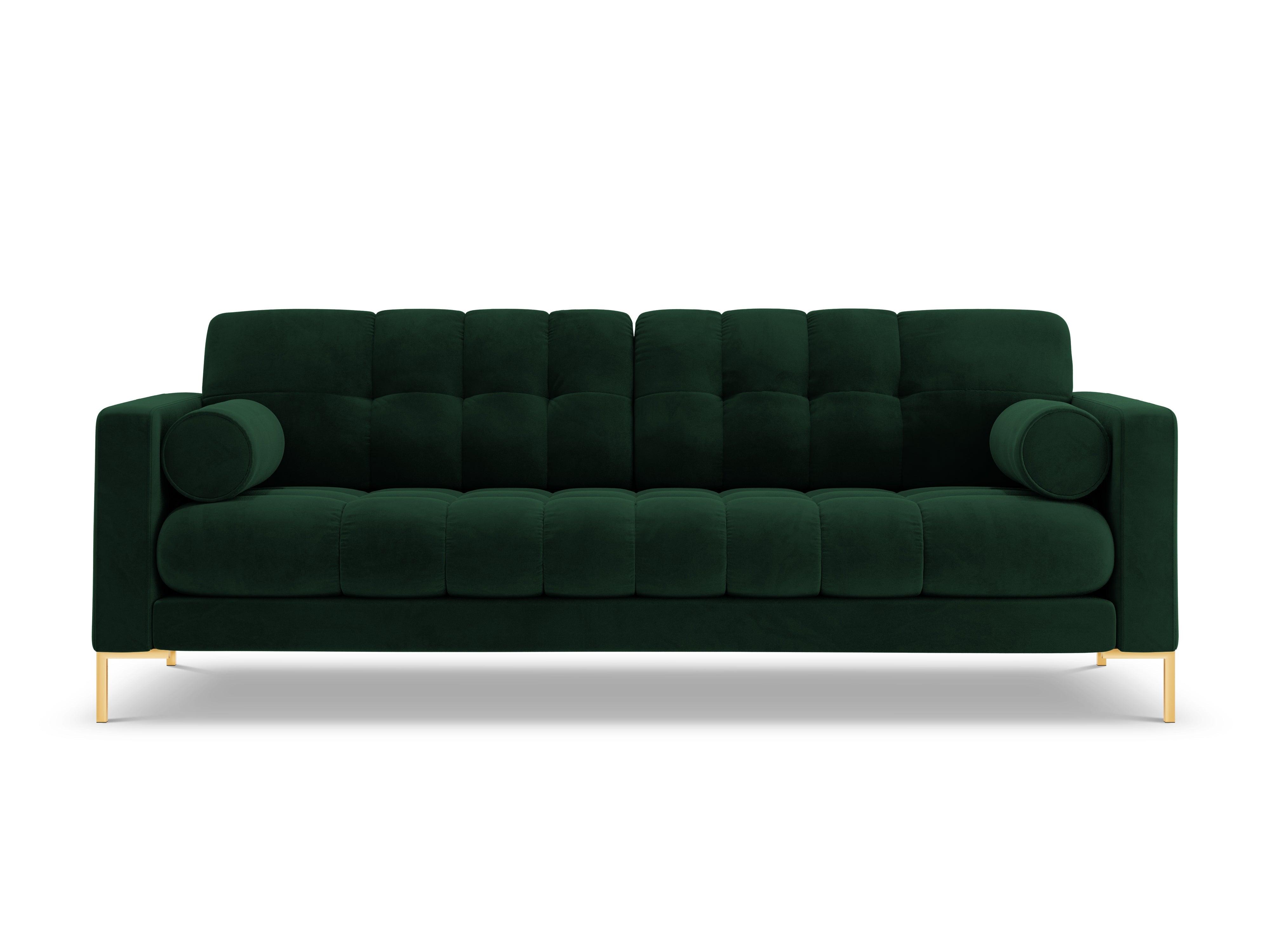 Sofa velvet 4-seater BALI bottle green with gold base - Eye on Design