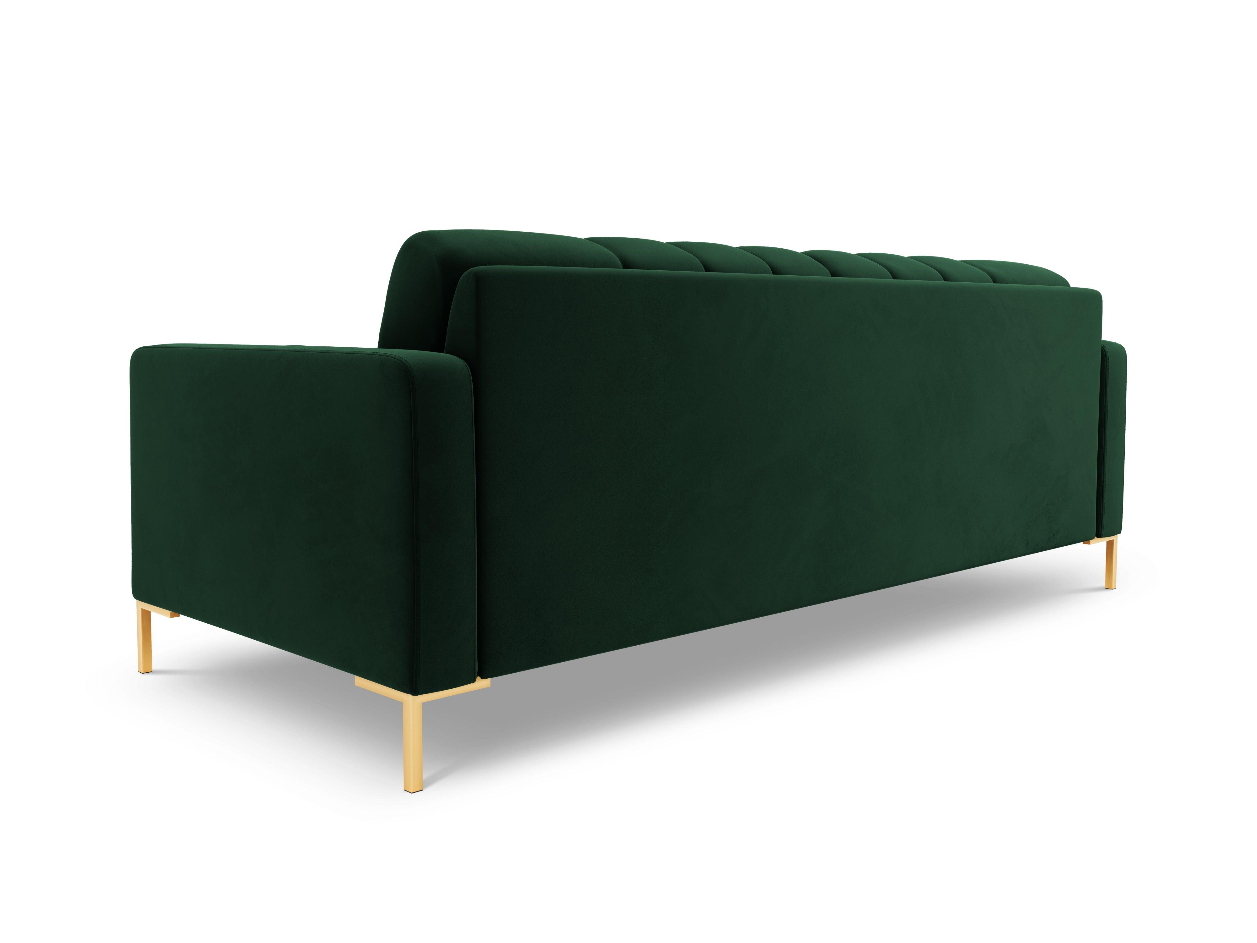 Sofa velvet 4-seater BALI bottle green with gold base - Eye on Design