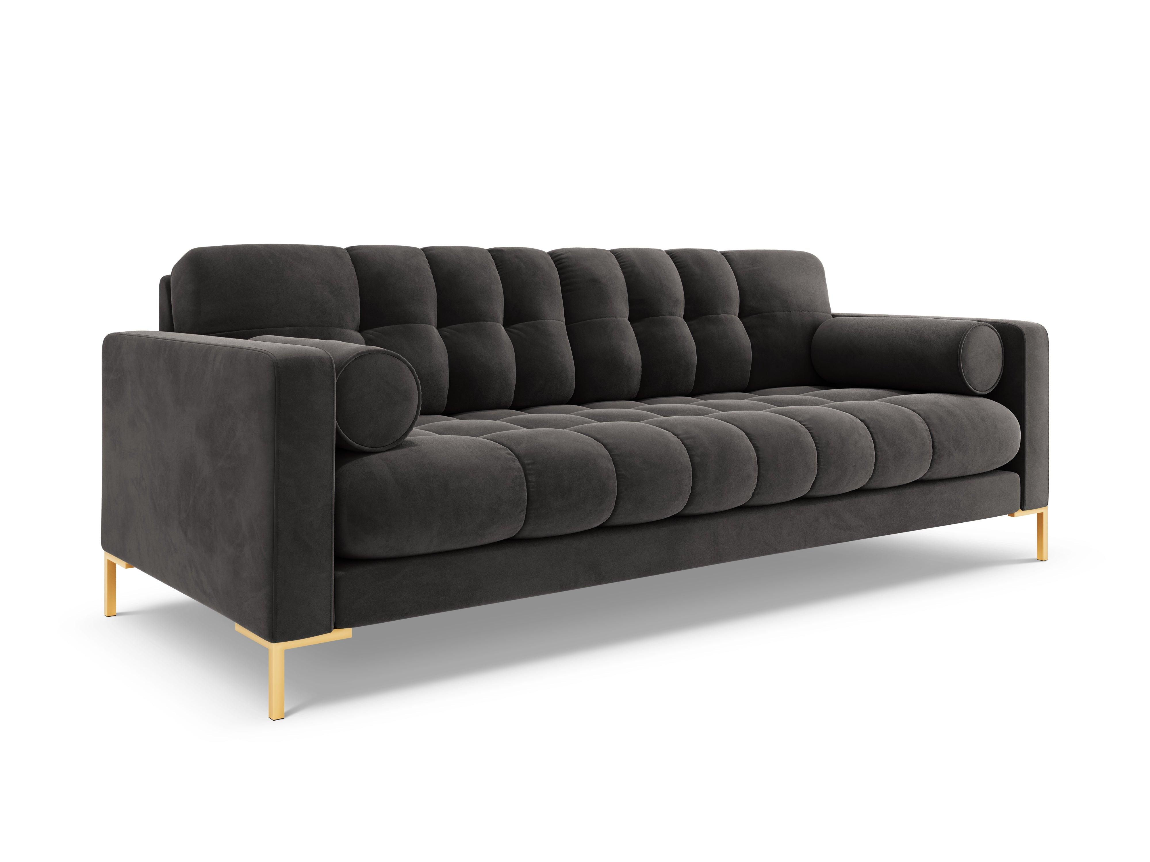 Sofa velvet 4-seater BALI dark grey with gold base - Eye on Design