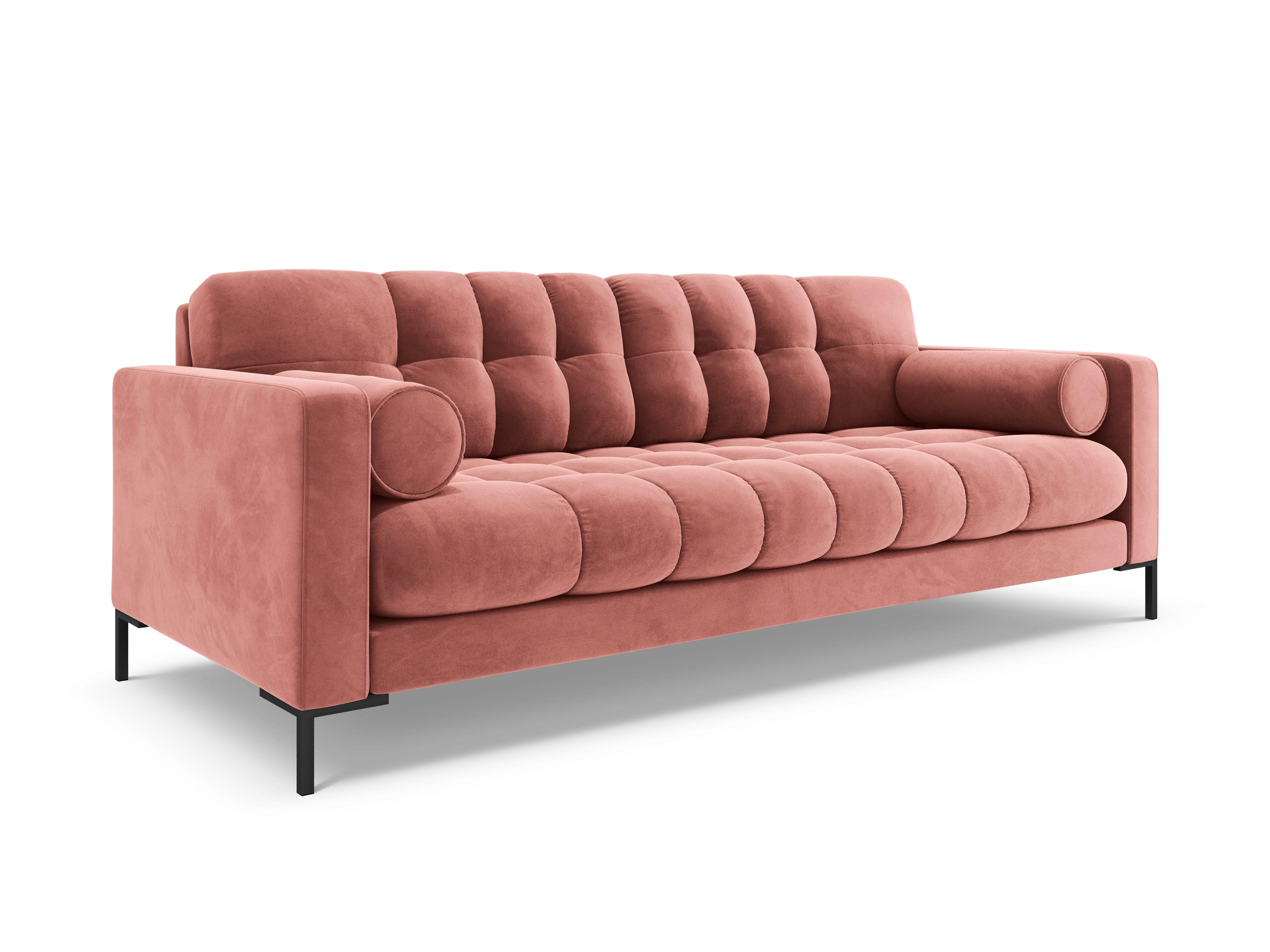 Sofa velvet 4-seater BALI pink with black base - Eye on Design