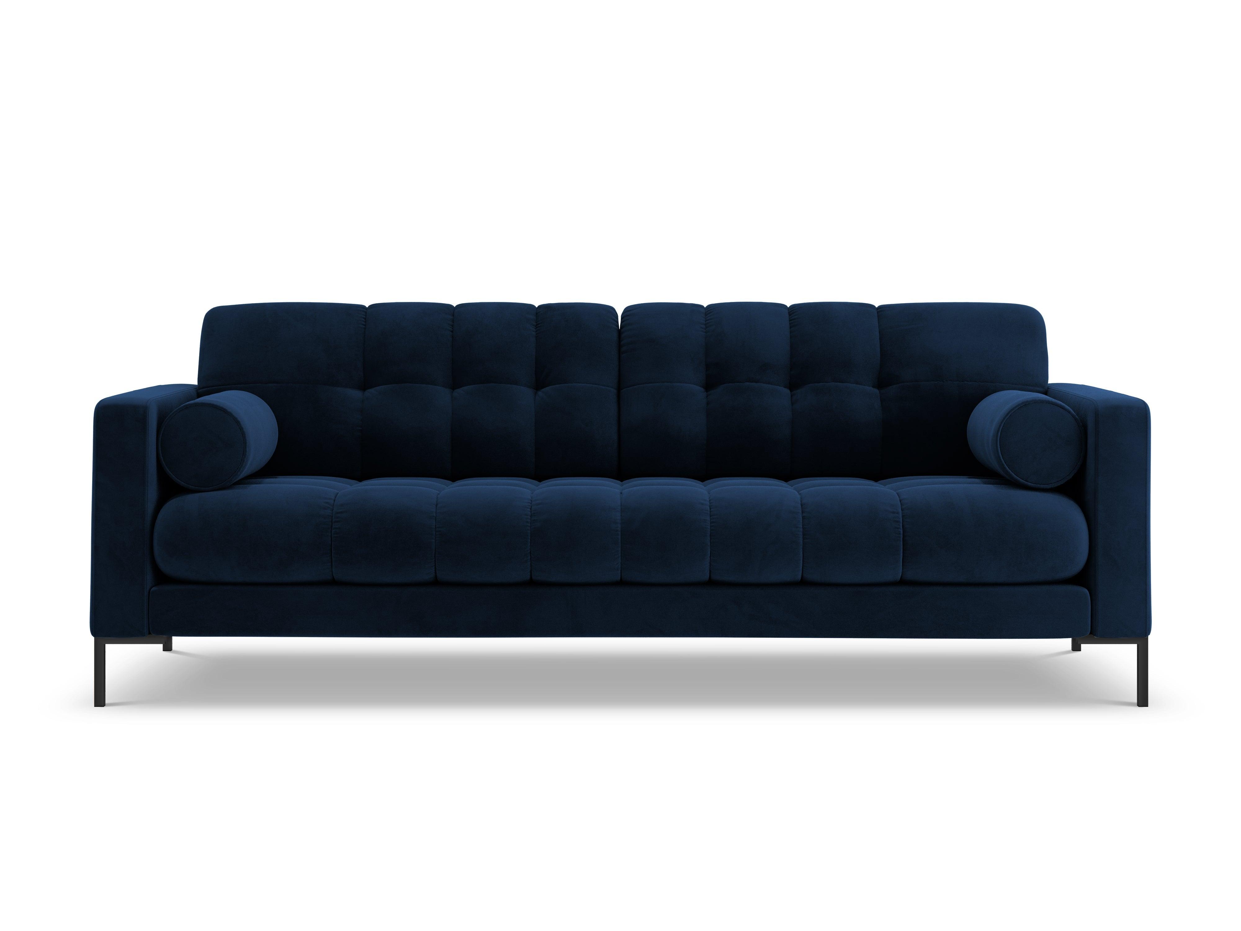 Sofa velvet 4-seater BALI royal blue with black base - Eye on Design