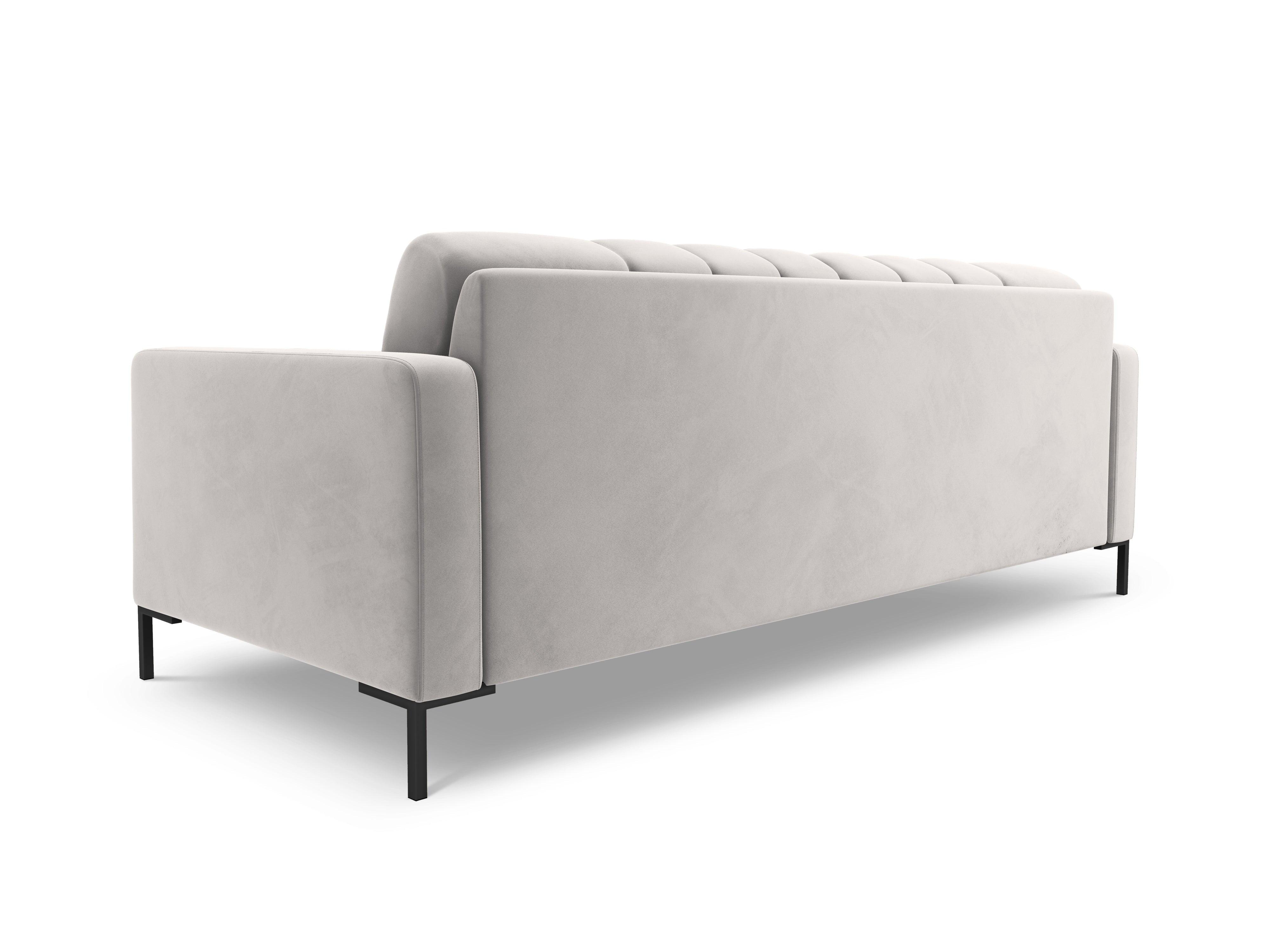 Sofa velvet 4-seater BALI silver with black base - Eye on Design