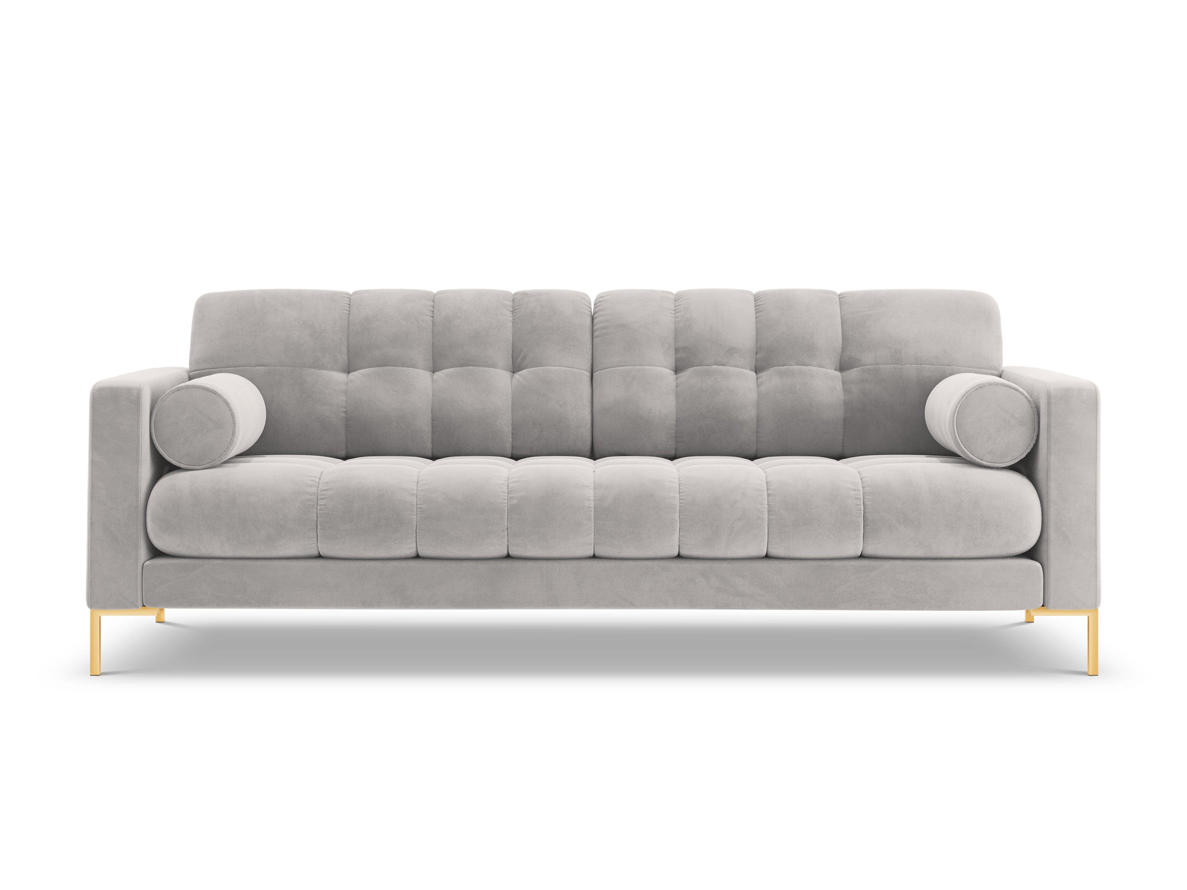 Sofa velvet 4-seater BALI silver with gold base - Eye on Design