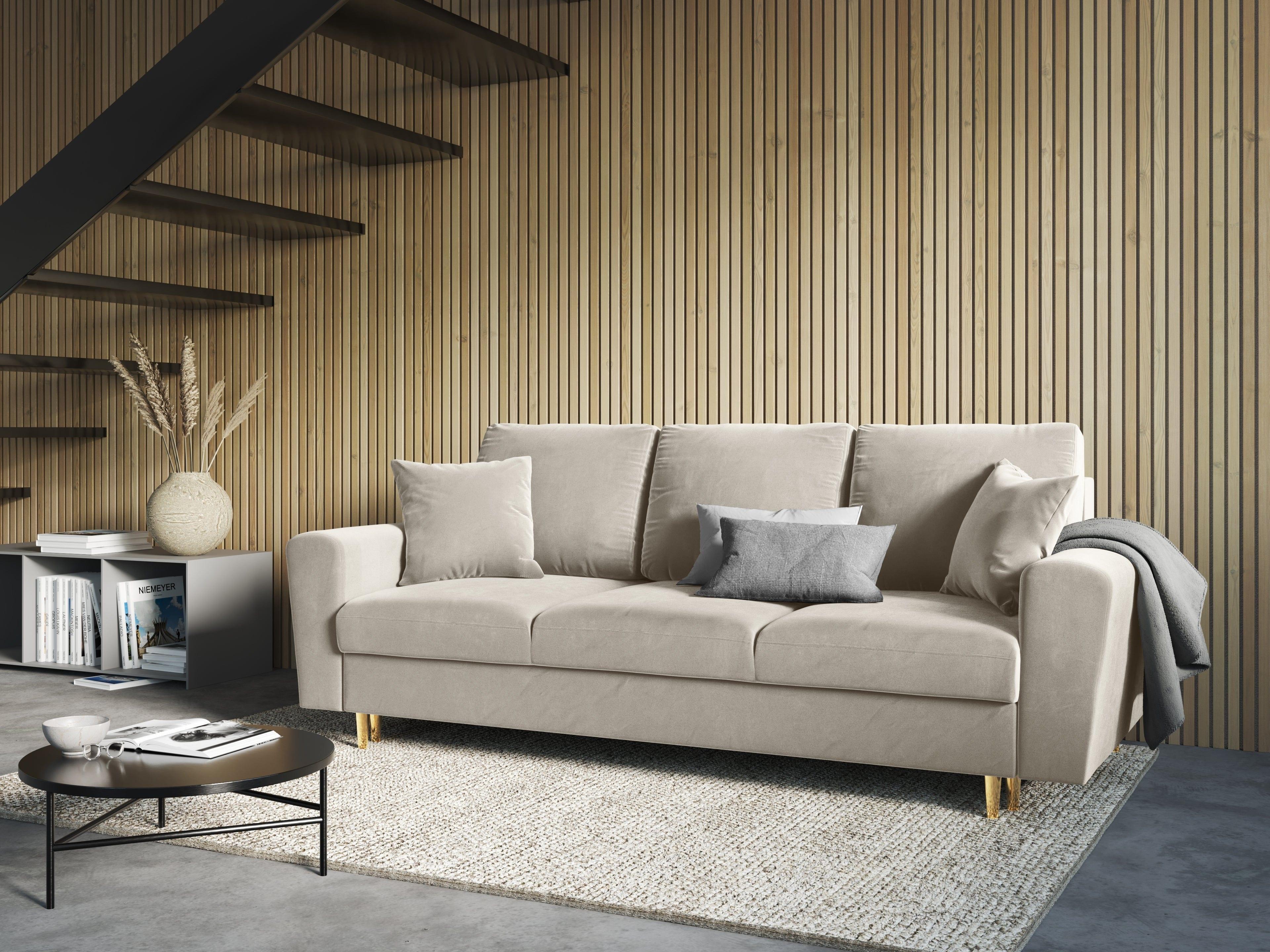 Sofa with sleeping function KYOTO beige with golden base - Eye on Design