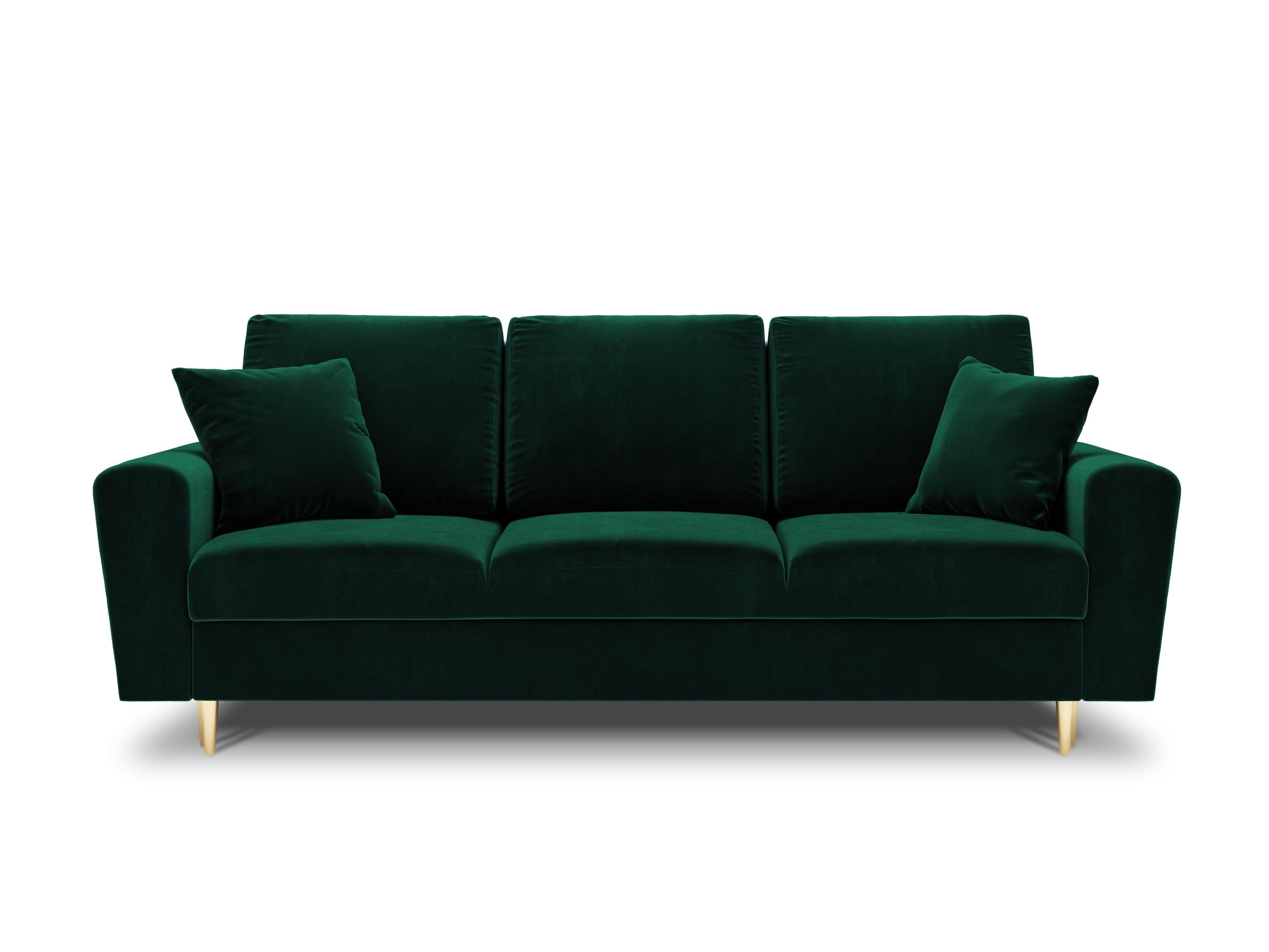 Sofa with sleeping function KYOTO bottle green with golden base - Eye on Design