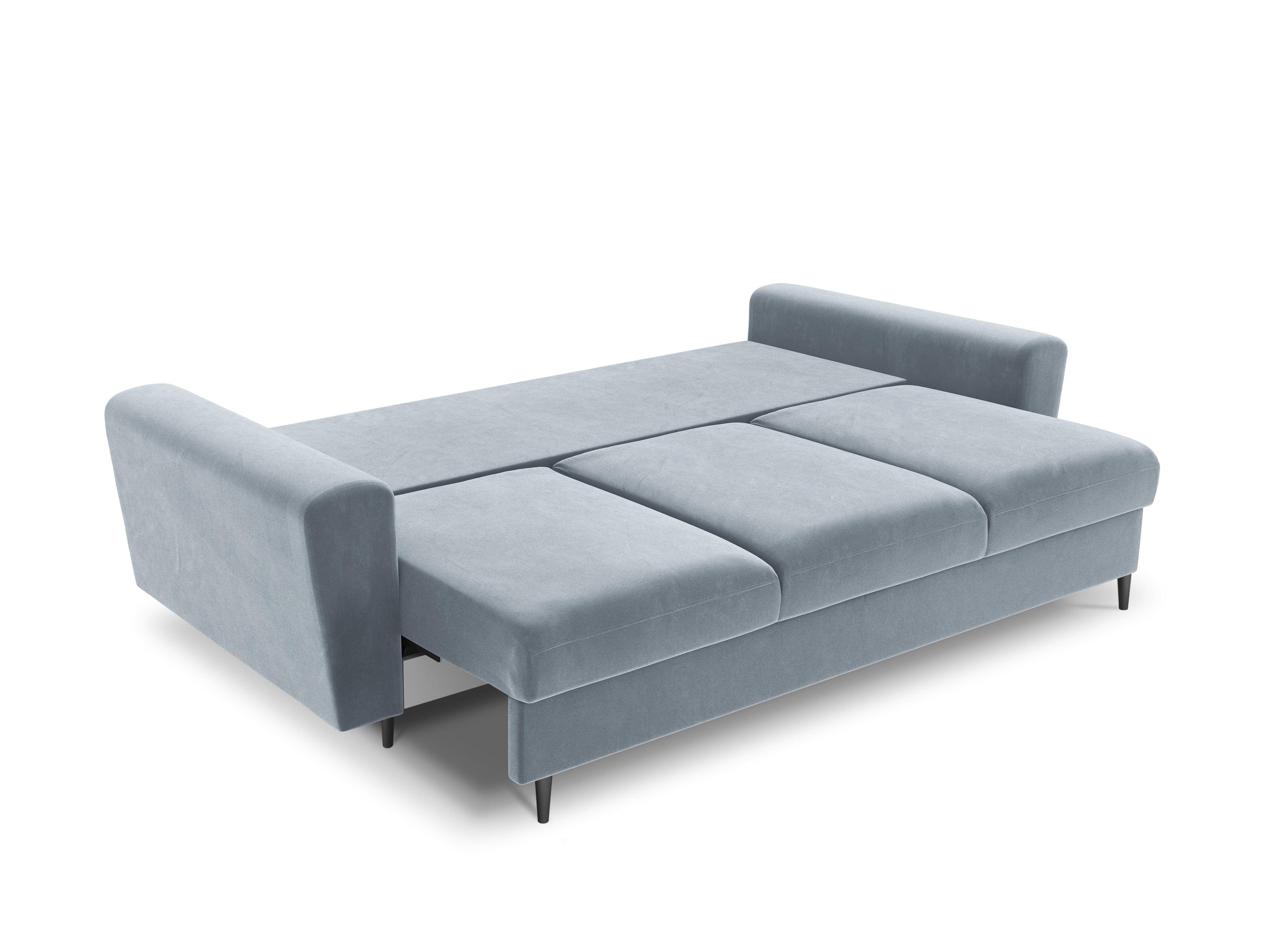 Sofa with sleeping function KYOTO light blue with black base - Eye on Design