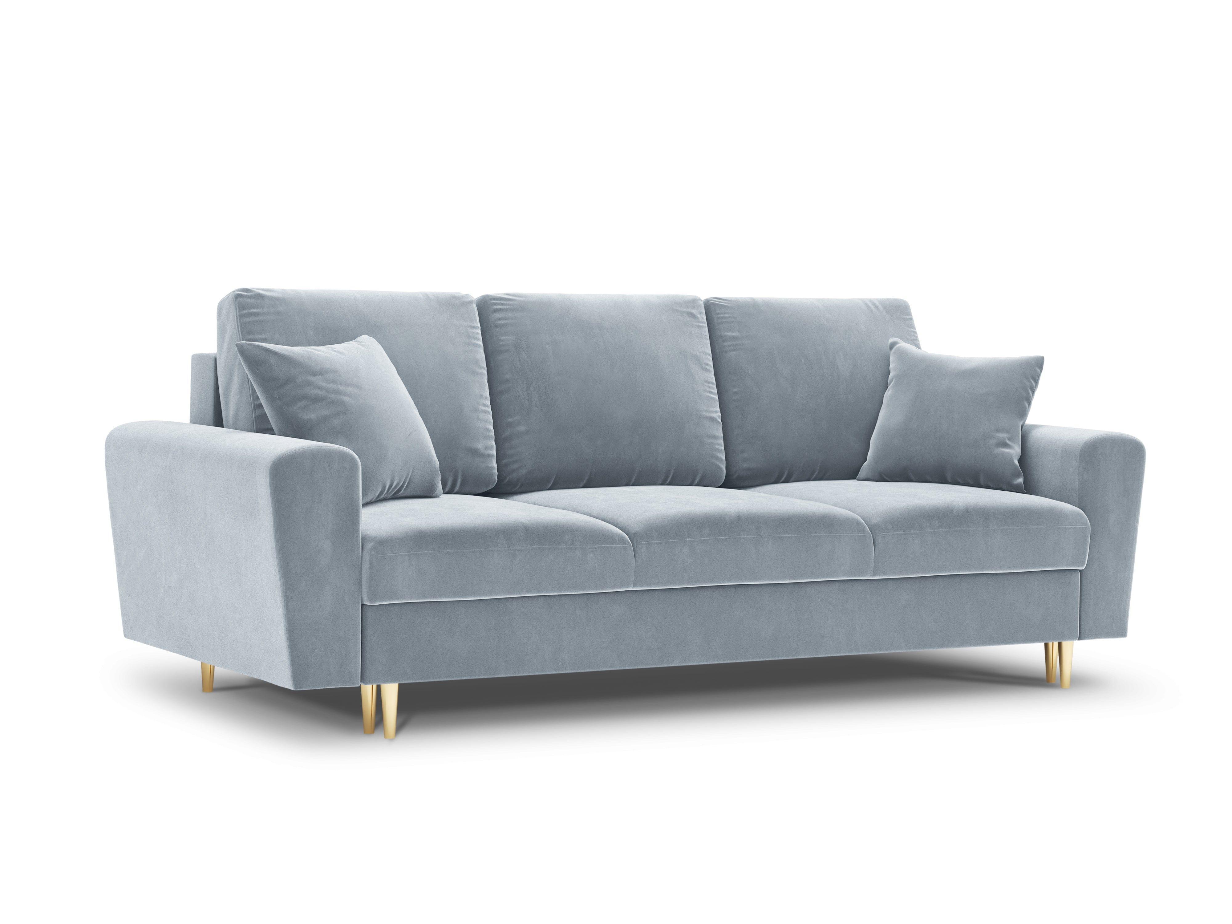 Sofa with sleeping function KYOTO light blue with golden base - Eye on Design