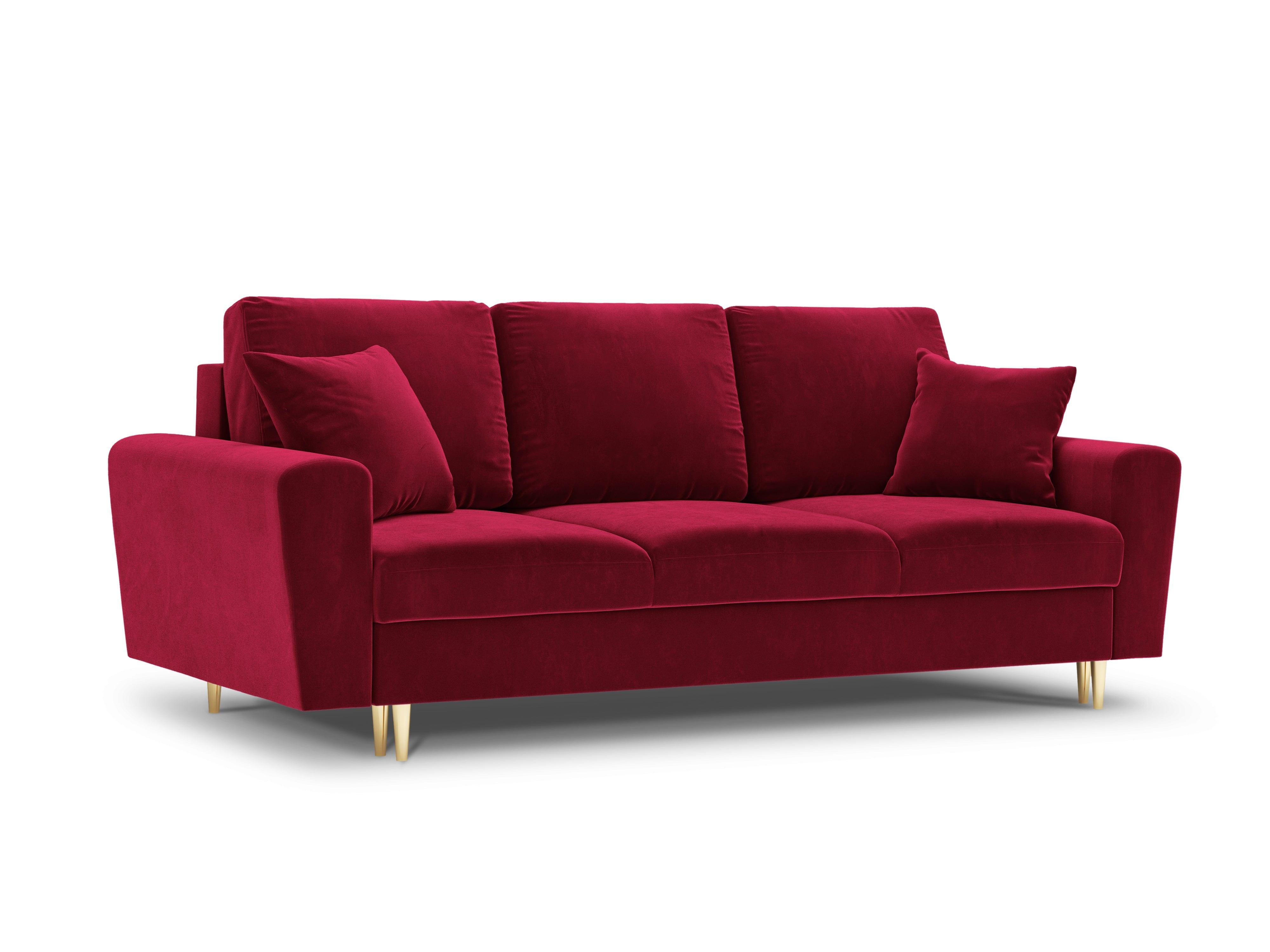 Sofa with sleeping function KYOTO red with golden base - Eye on Design