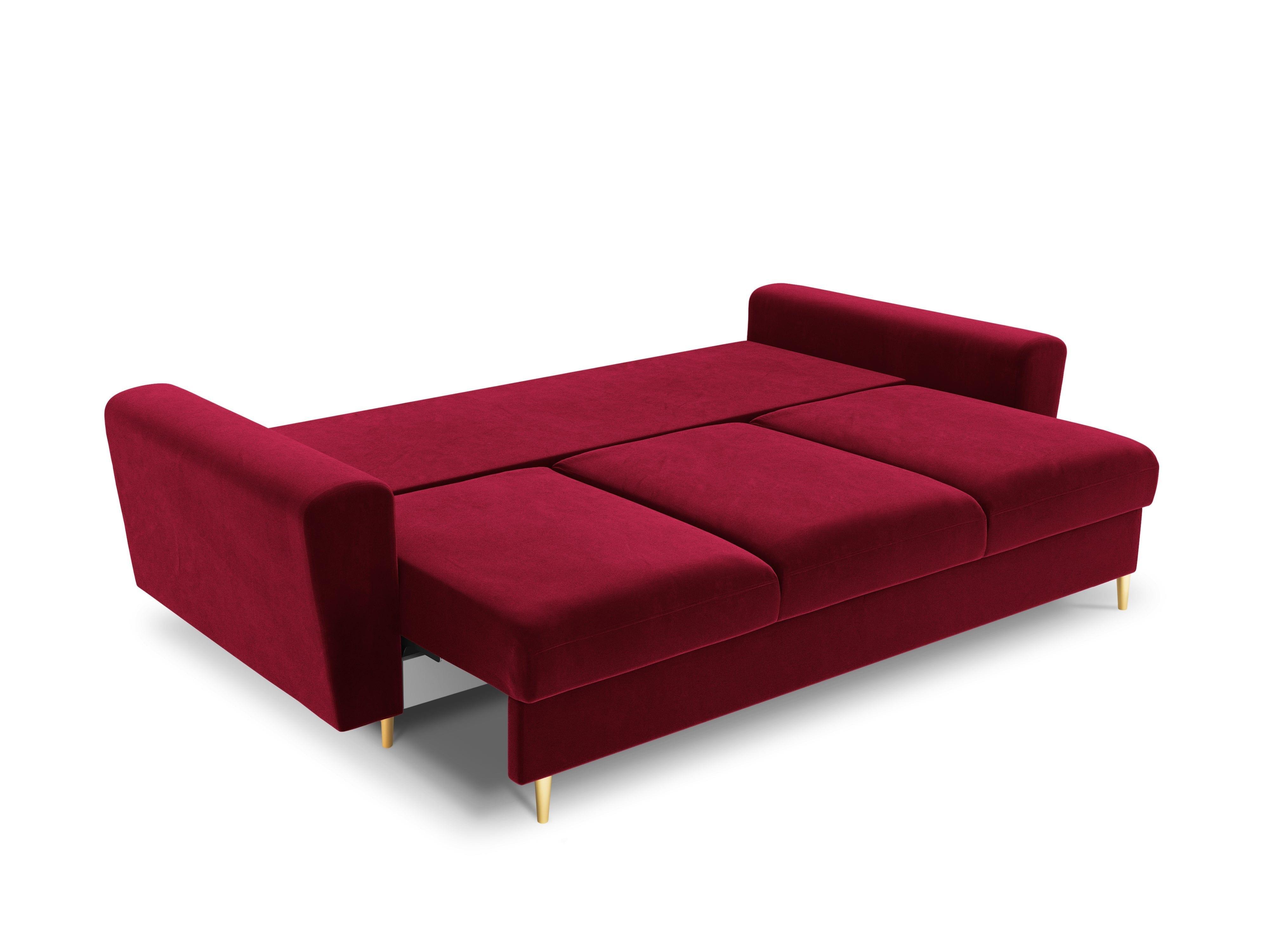 Sofa with sleeping function KYOTO red with golden base - Eye on Design