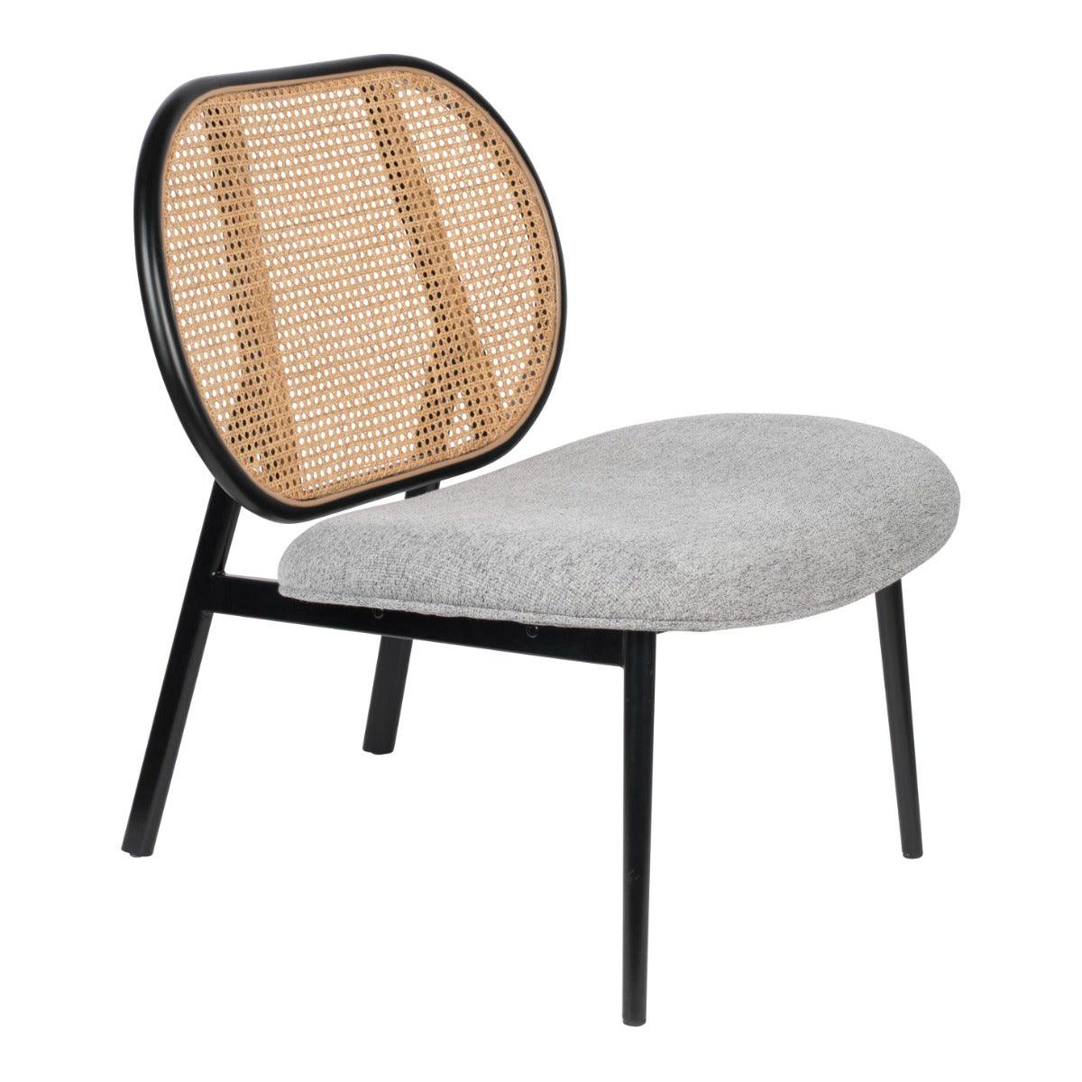 SPIKE armchair grey with rattan backrest, Zuiver, Eye on Design