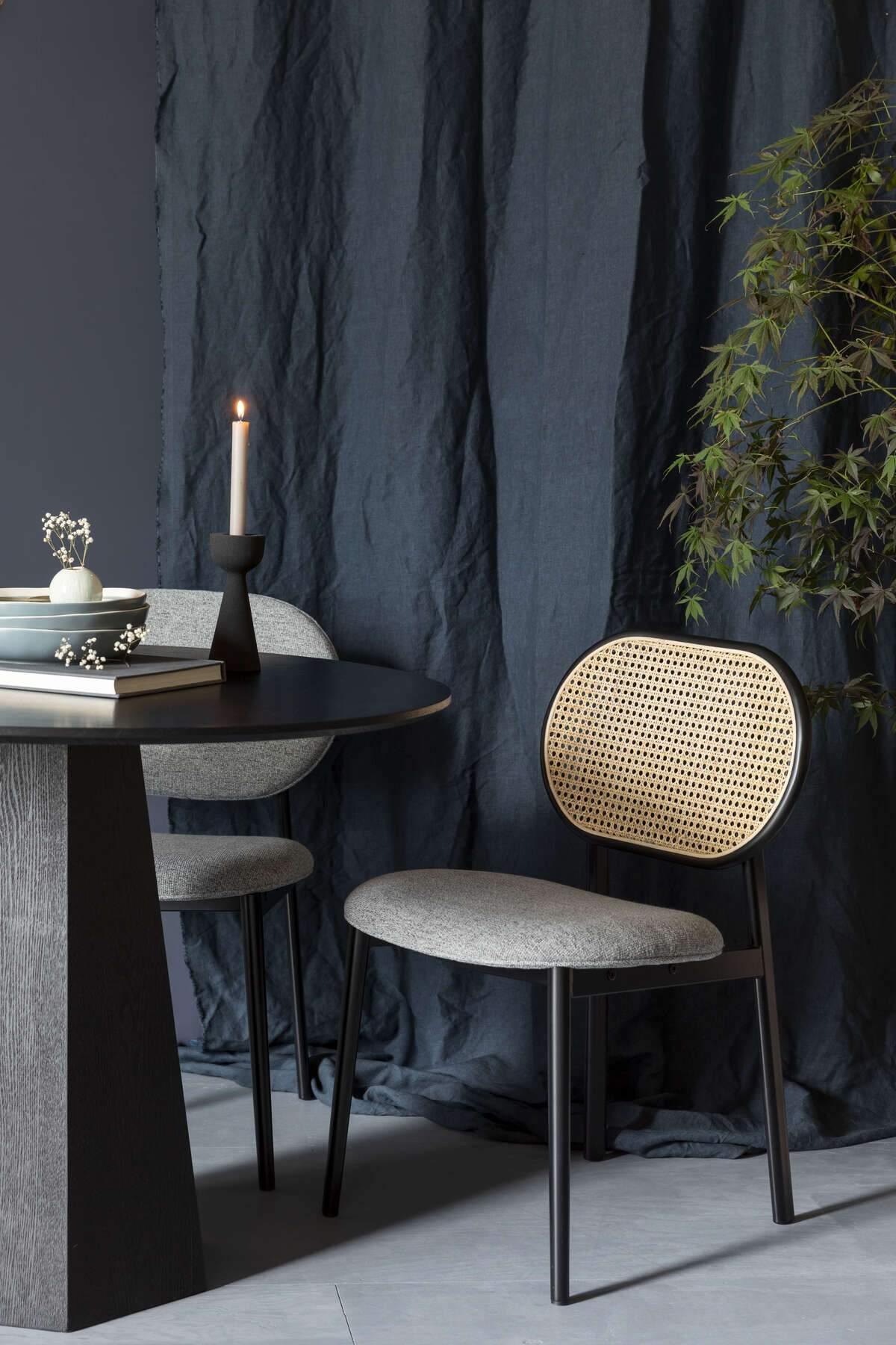 SPIKE chair grey with rattan backrest, Zuiver, Eye on Design