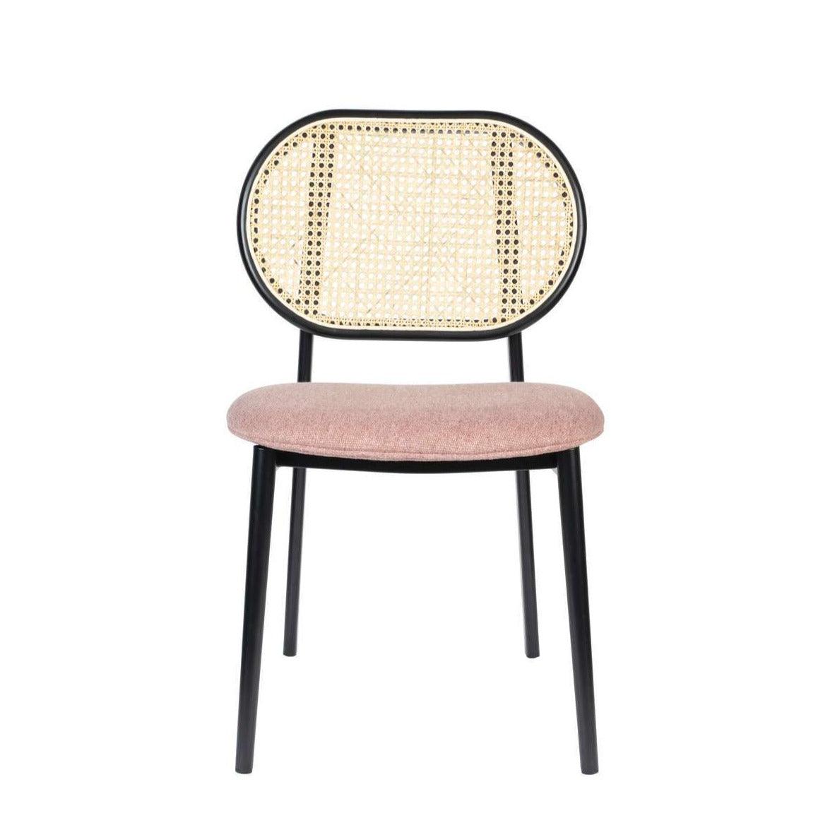 SPIKE chair pink with rattan backrest, Zuiver, Eye on Design