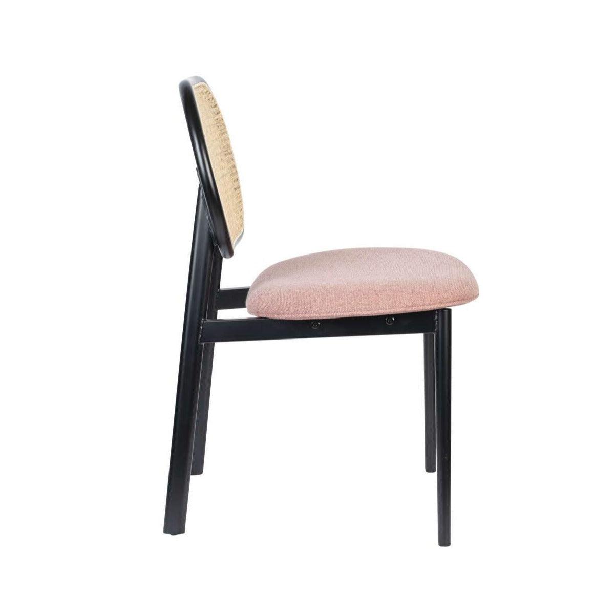 SPIKE chair pink with rattan backrest, Zuiver, Eye on Design